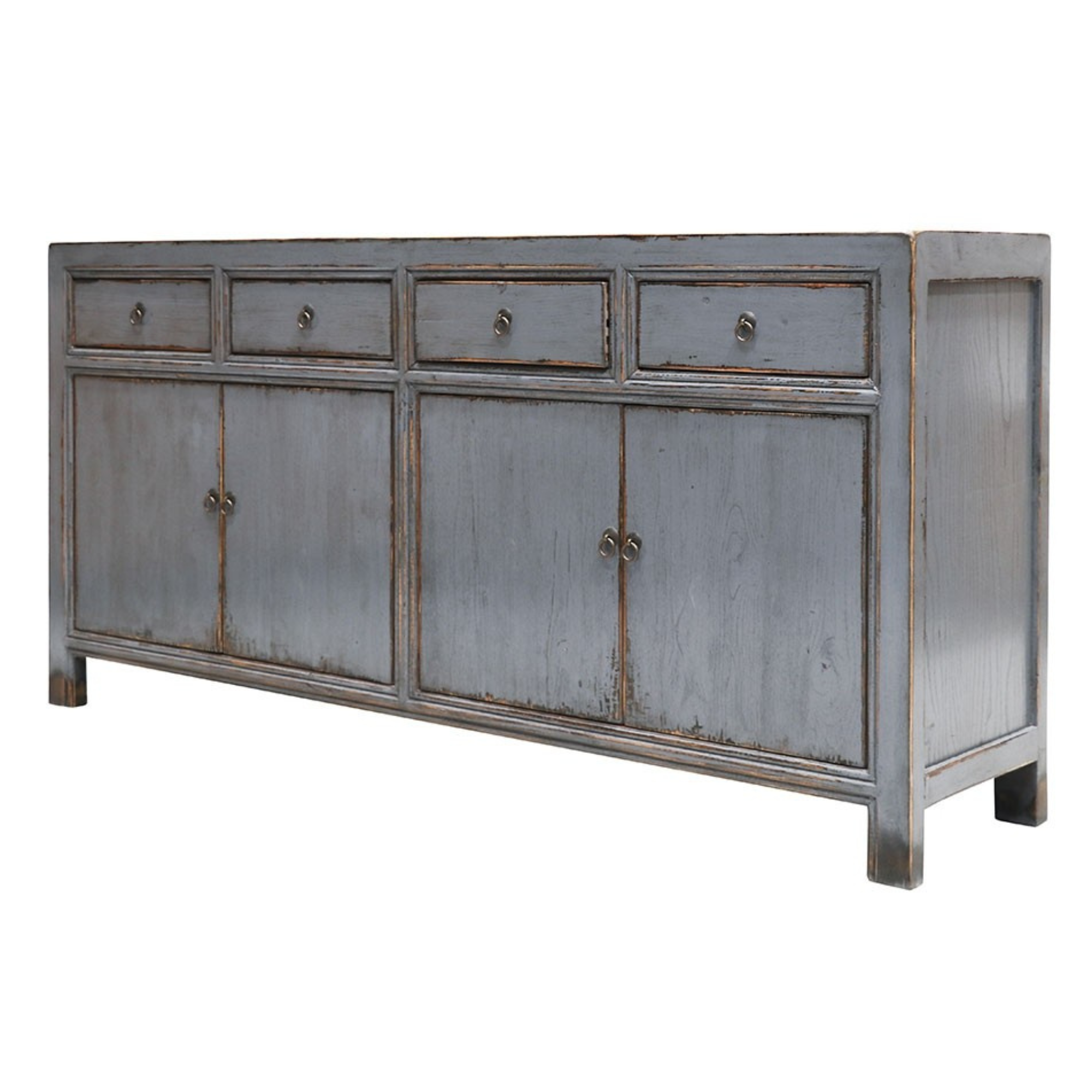 ORIENTAL PAINTED 4 DOOR SIDEBOARD | VINTAGE GREY
