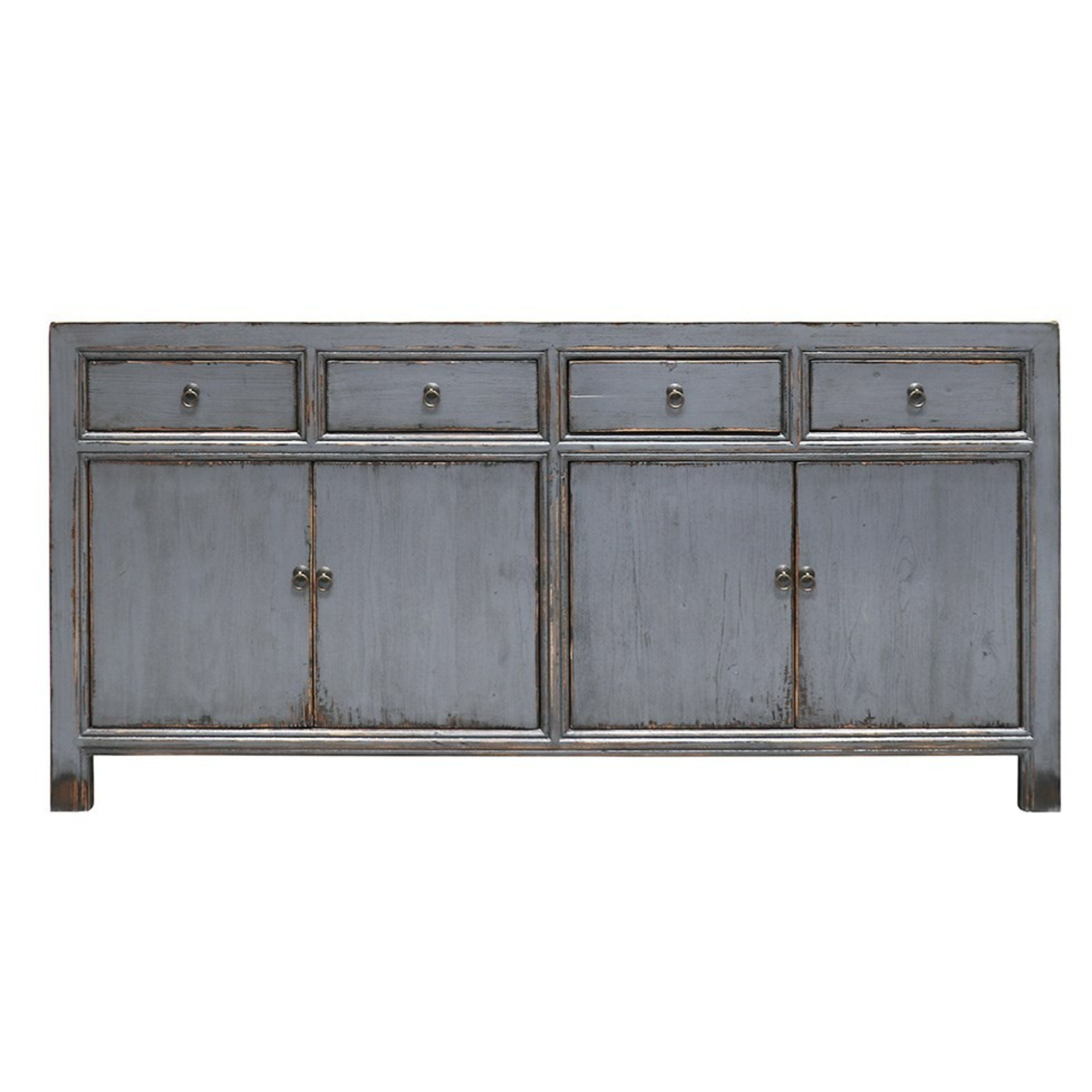 ORIENTAL PAINTED 4 DOOR SIDEBOARD | VINTAGE GREY