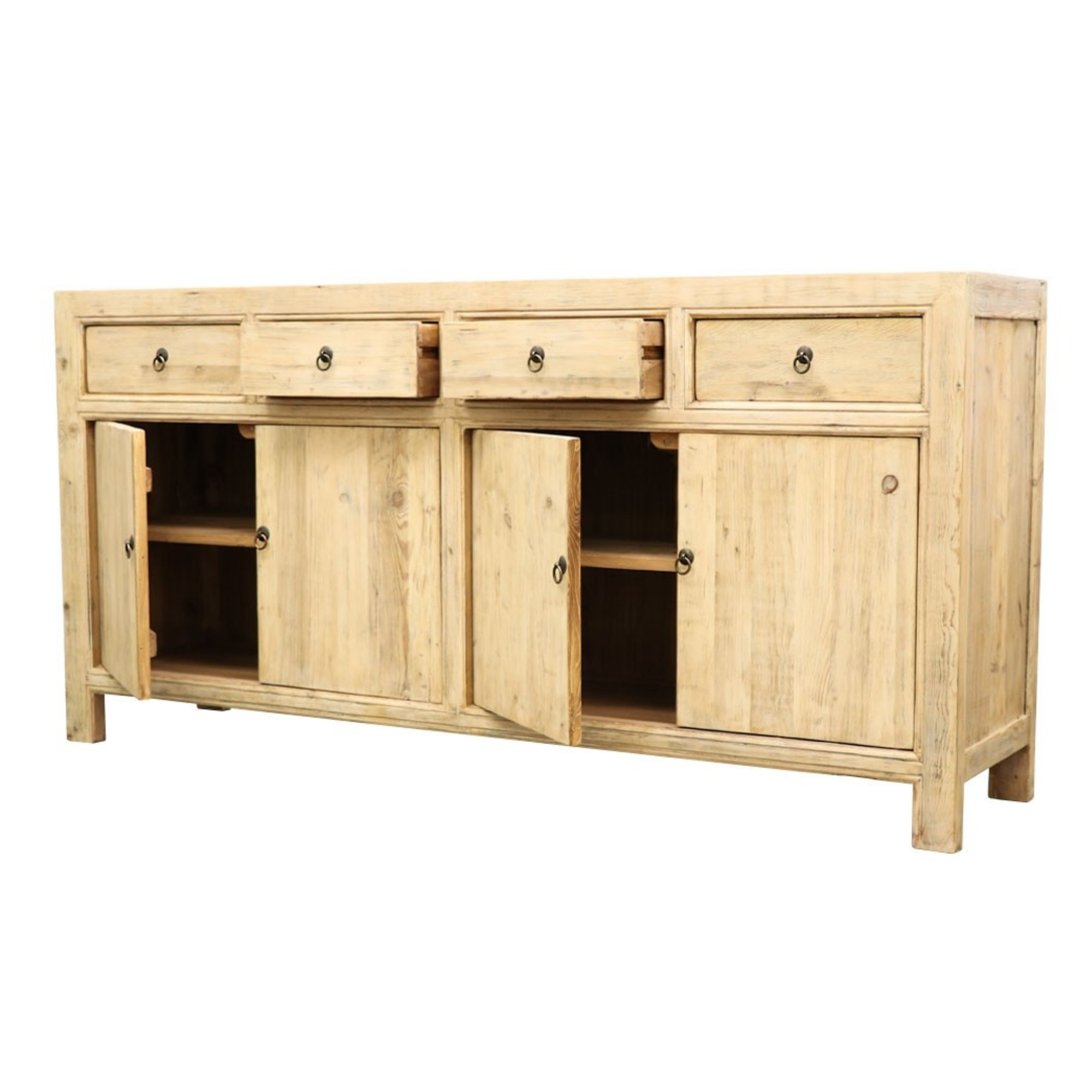 ORIENTAL PAINTED 4 DOOR SIDEBOARD | NATURAL