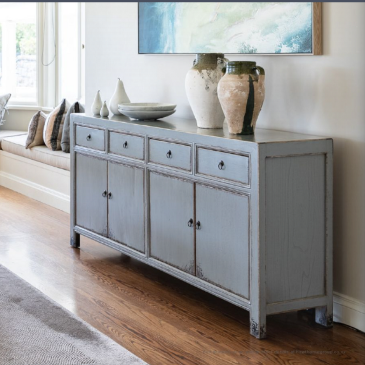 Oriental 4 Door Sideboard | Grey