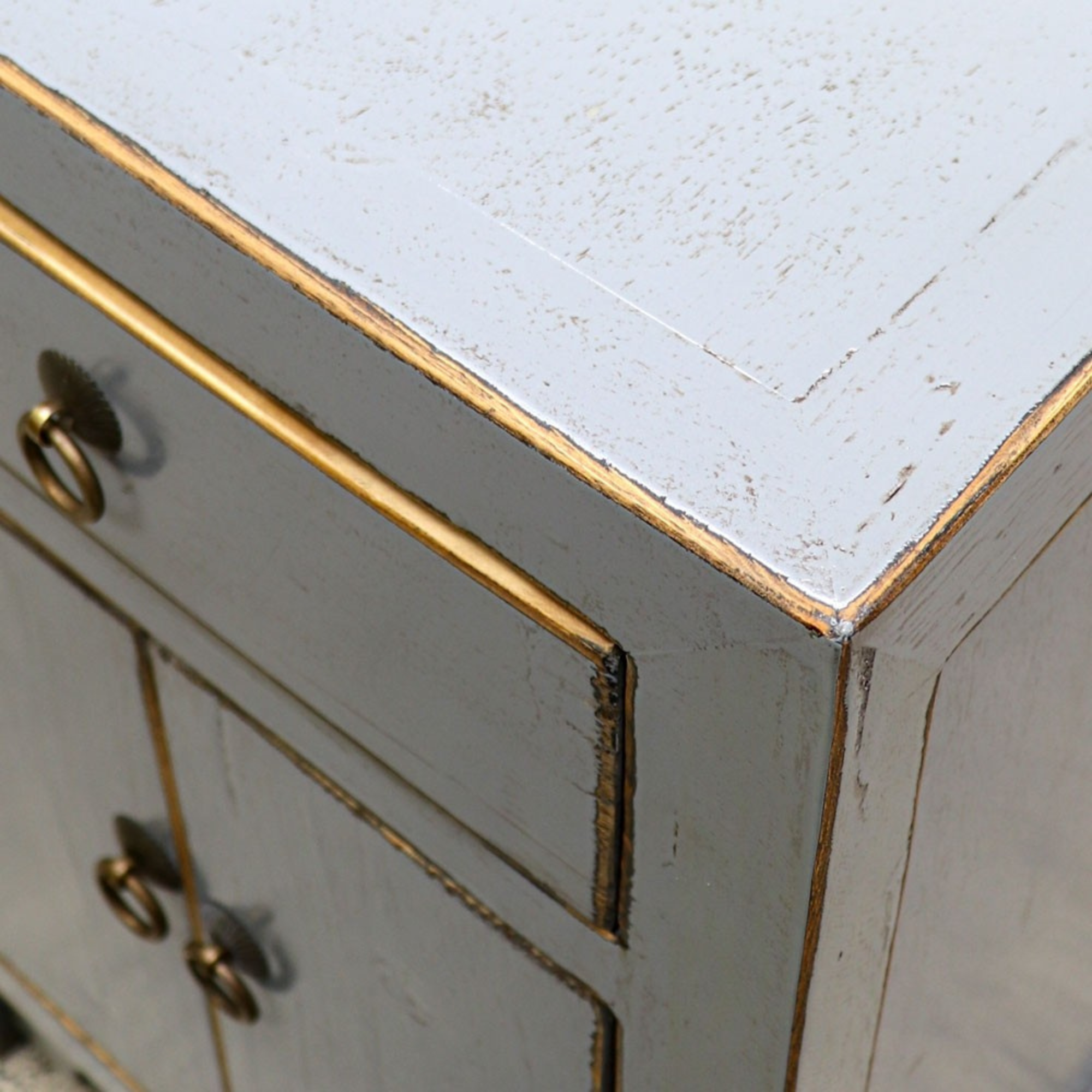 ORIENTAL PAINTED BEDSIDE | VINTAGE GREY