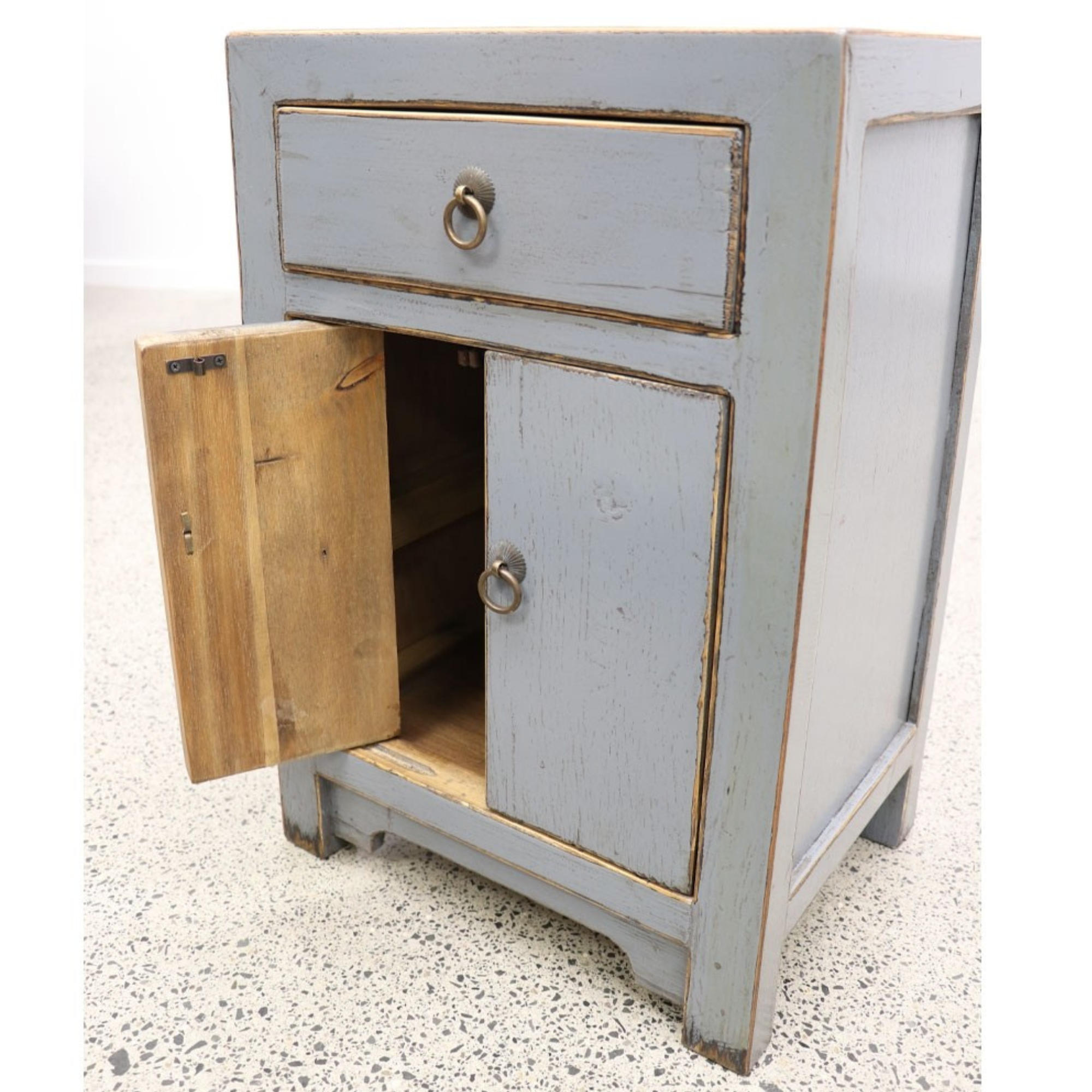 ORIENTAL PAINTED BEDSIDE | VINTAGE GREY