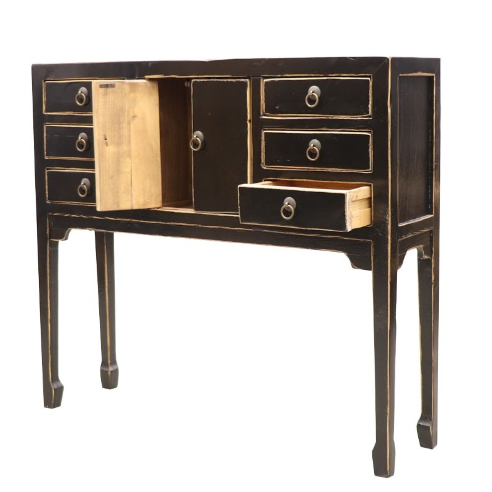 ORIENTAL PAINTED PETITE CONSOLE | VINTAGE BLACK