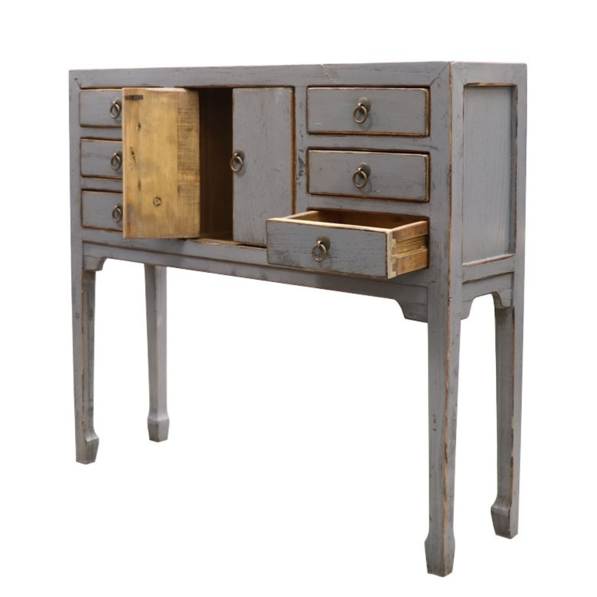 ORIENTAL PAINTED PETITE CONSOLE | VINTAGE GREY