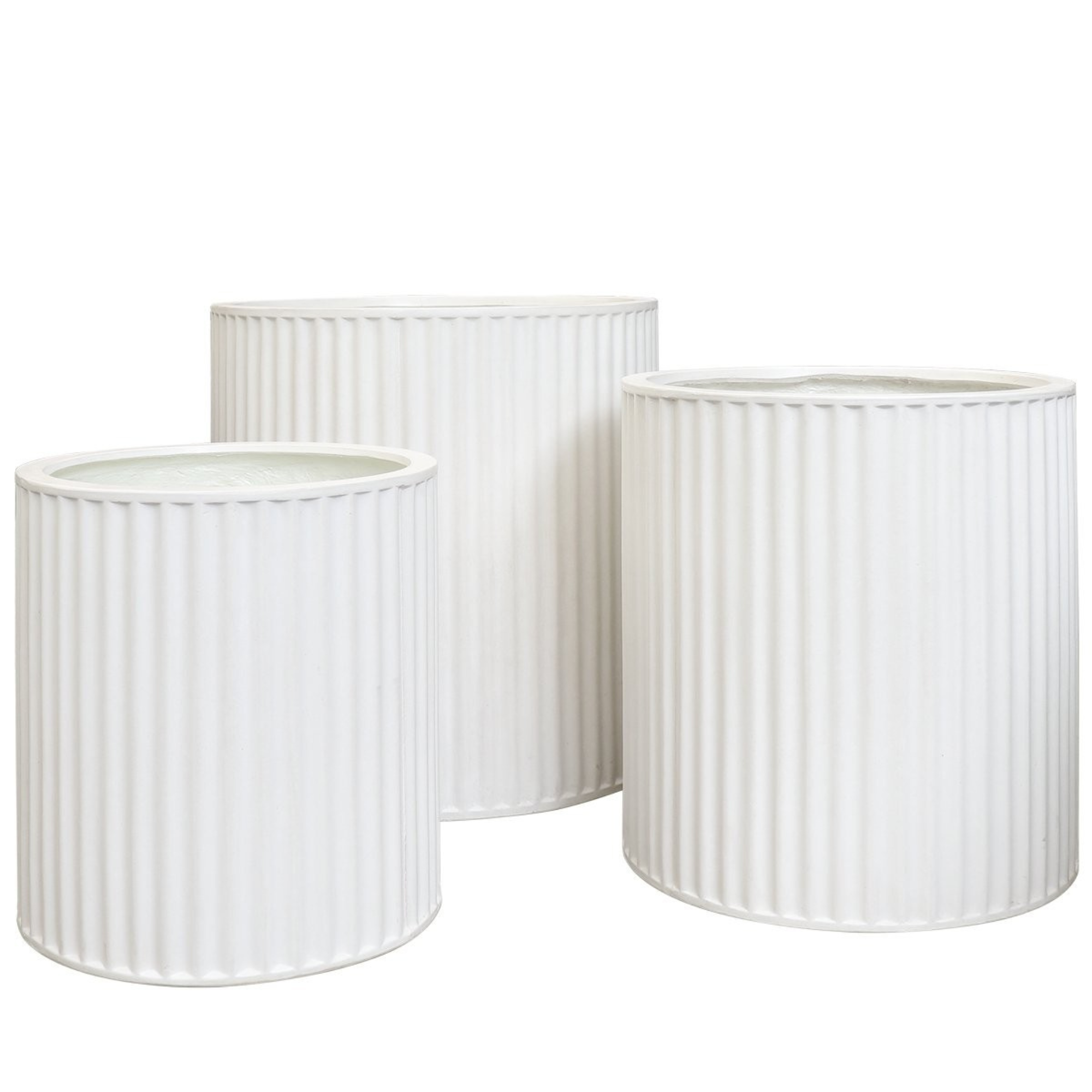 PIAKO RIBBED CYLINDER PLANTER | 3 SIZES | WHITE