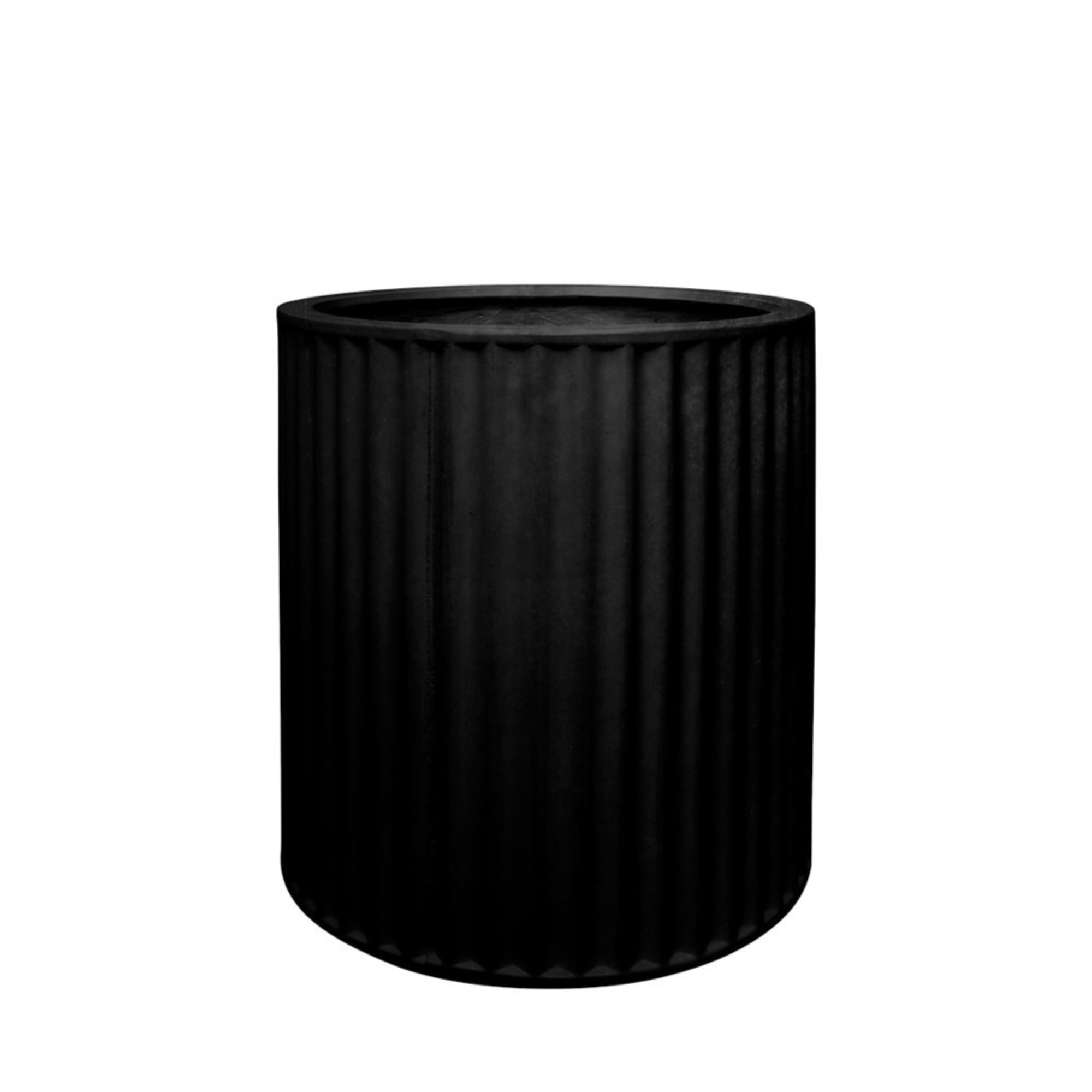 PIAKO RIBBED CYLINDER PLANTER | 3 SIZES | BLACK, WHITE OR WEATHERED CEMENT