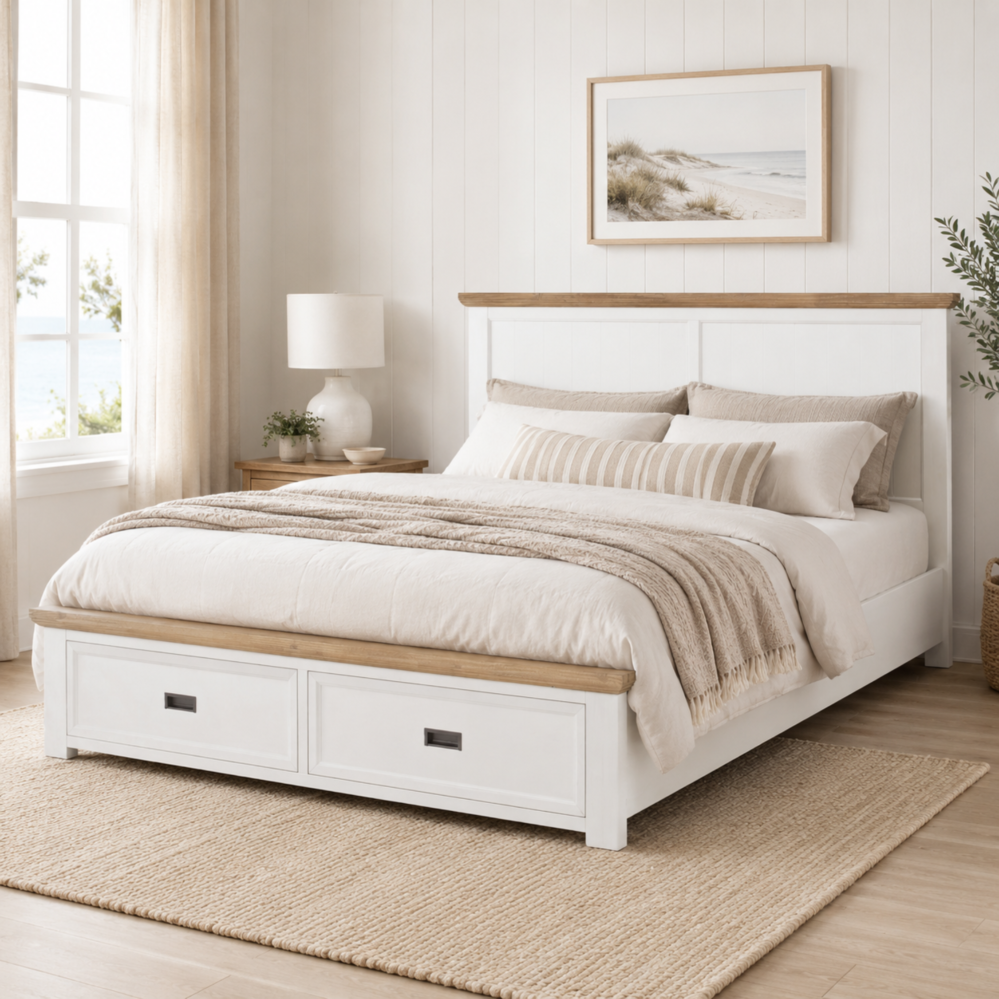 Parisian King Slat Bed with Drawers