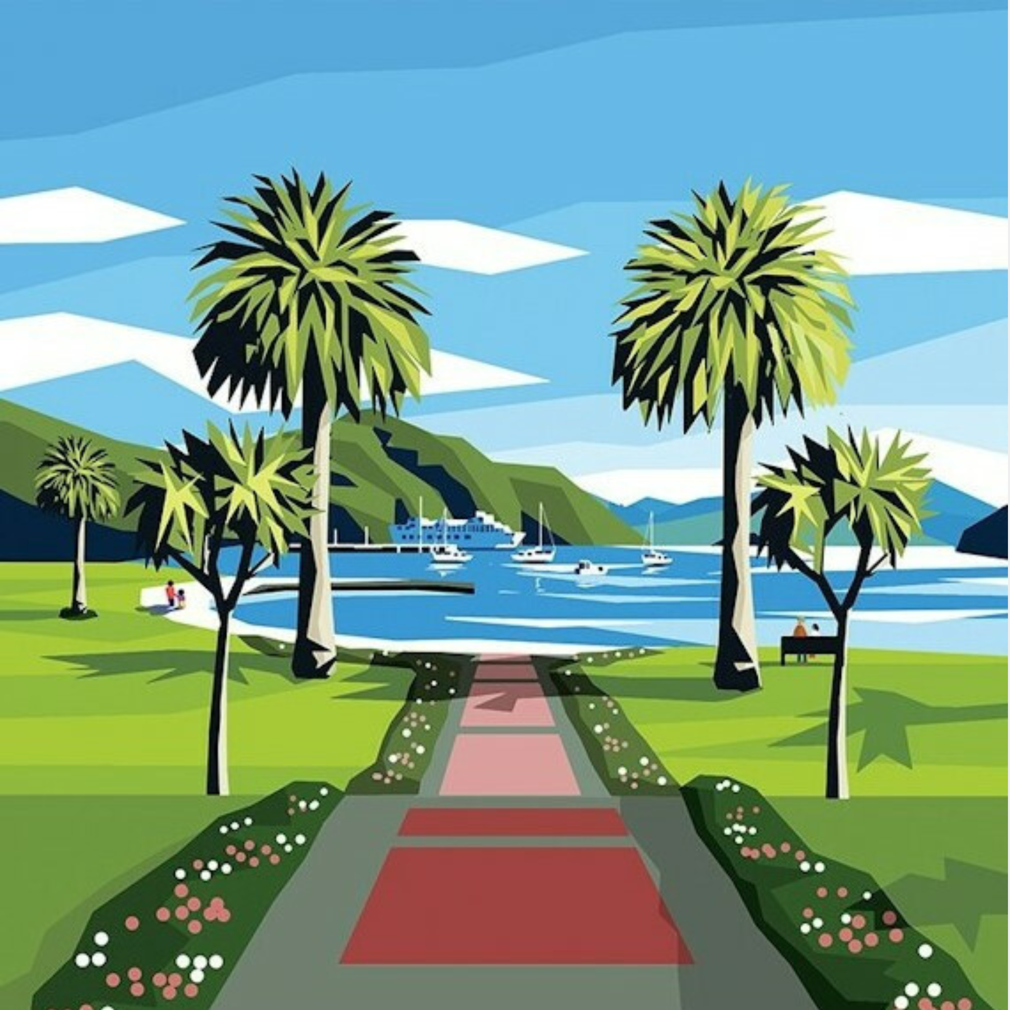 PICTON WALKWAY | CANVAS STRETCHED READY TO HANG | IRA MITCHELL | NZ MADE