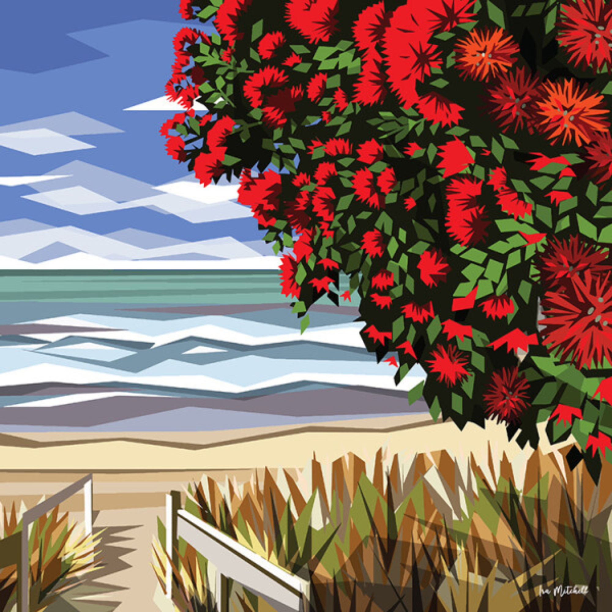 POHUTUKAWA NZ | CANVAS STRETCHED READY TO HANG | IRA MITCHELL | NZ MADE