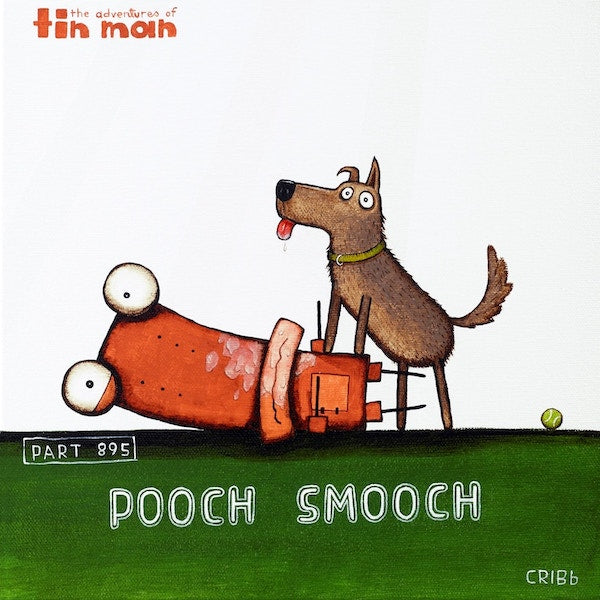 TIN MAN 'POOCH SMOOCH' | BOX FRAME READY TO HANG | TONY CRIBB | NZ MADE