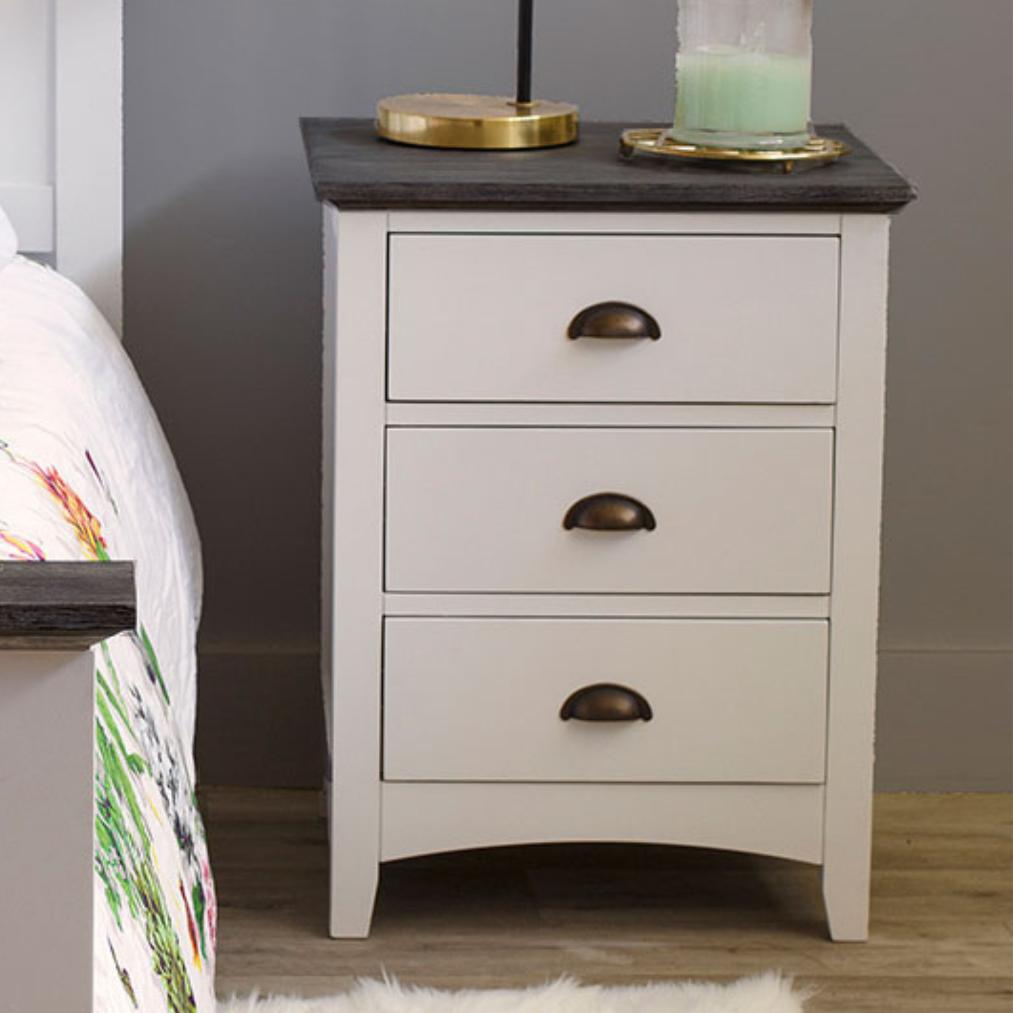 PROVENCE 3 DRAWER BEDSIDE TABLE