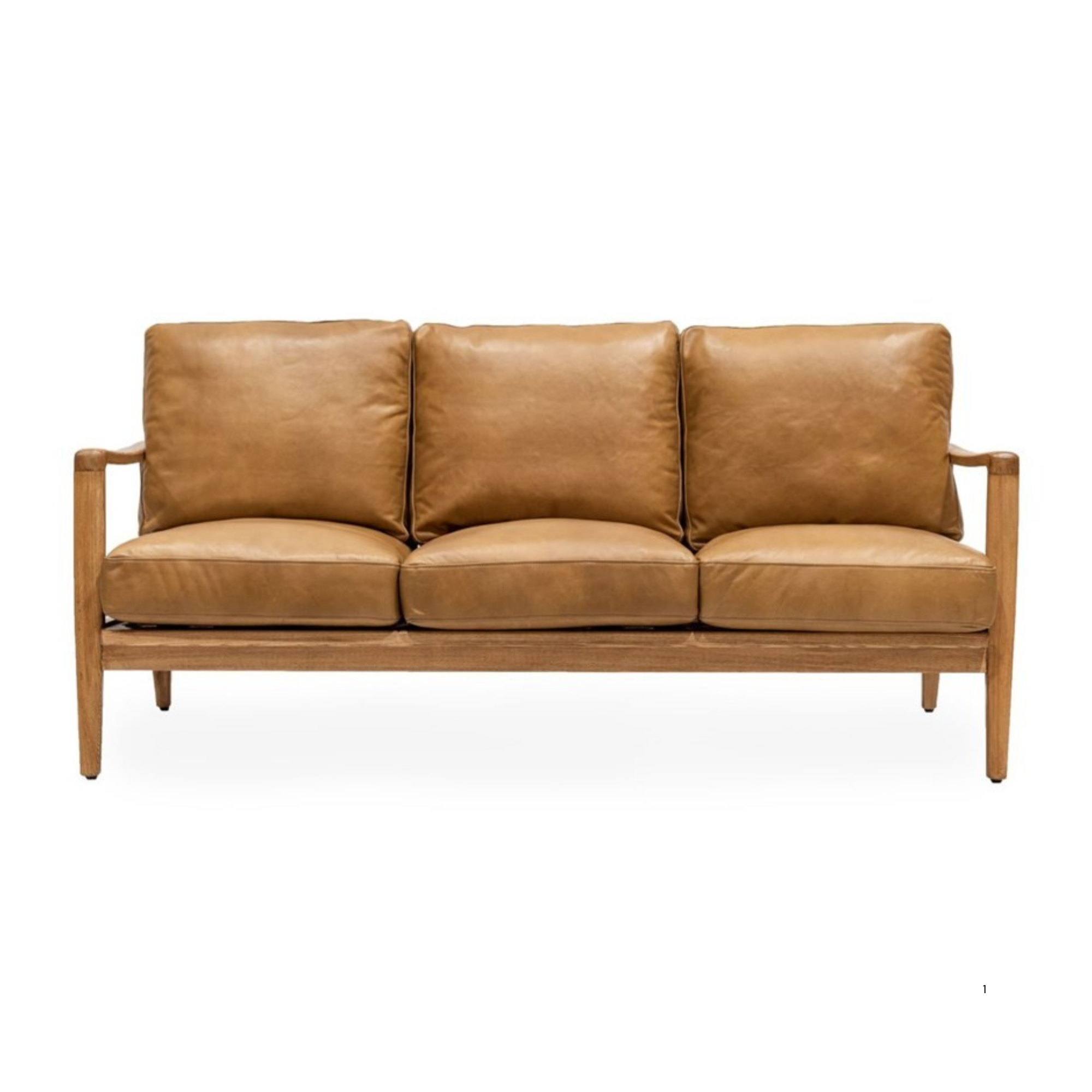 REID LEATHER 3 SEATER SOFA | TAN