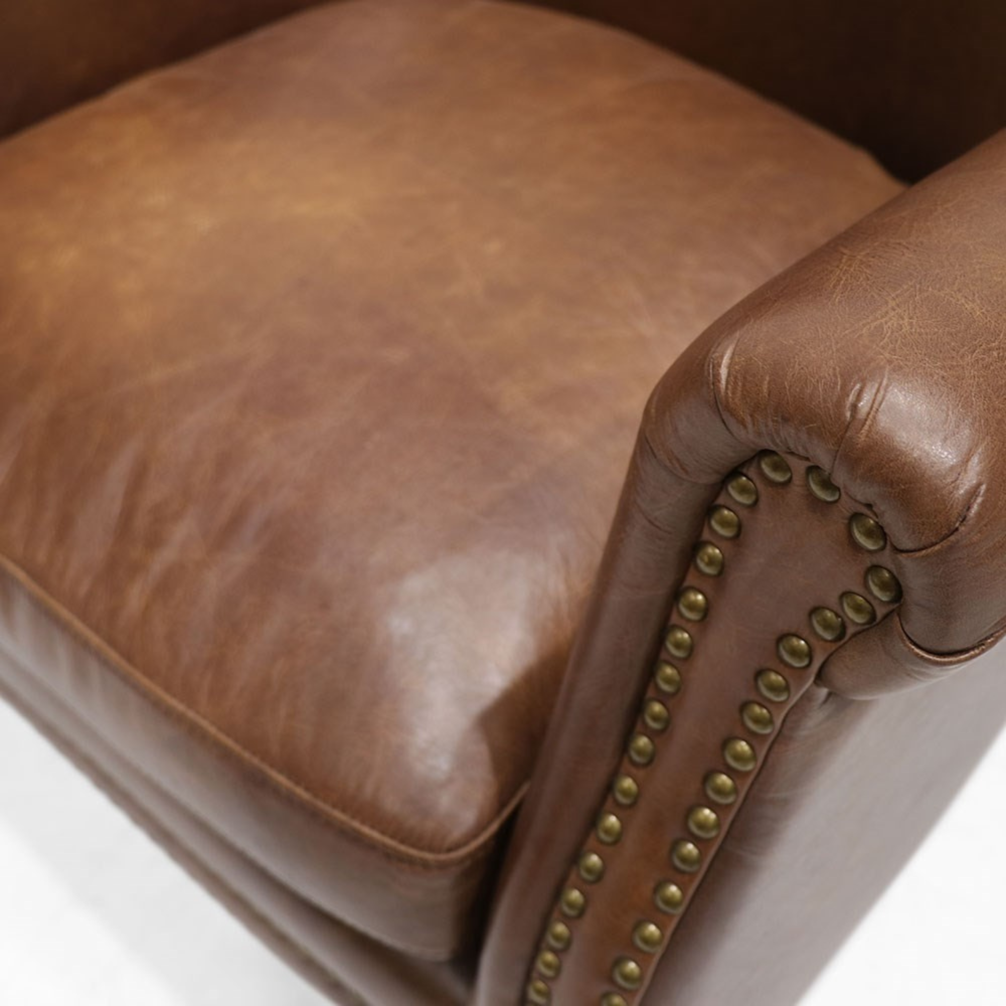 RHODES BROWN LEATHER ARMCHAIR