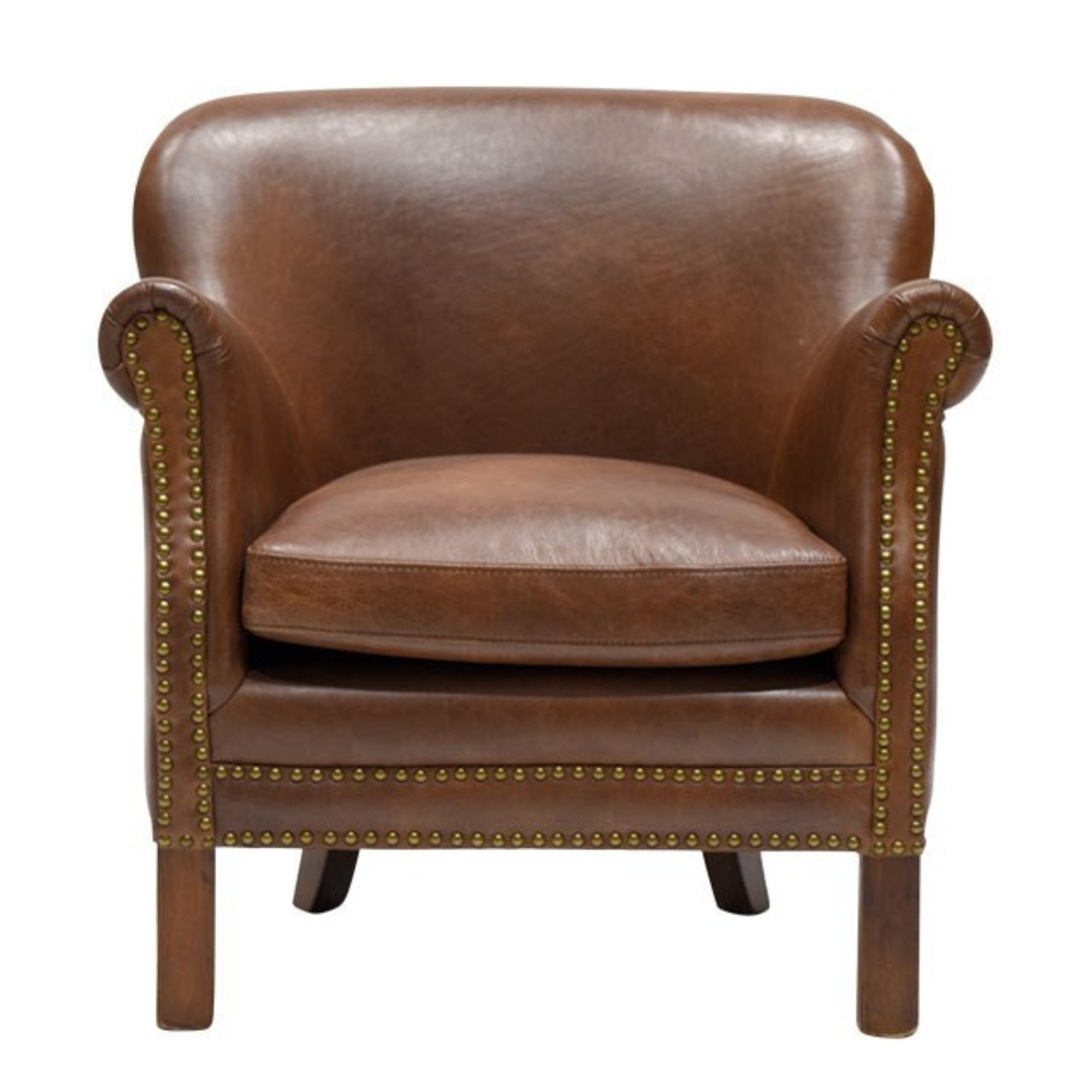 RHODES BROWN LEATHER ARMCHAIR