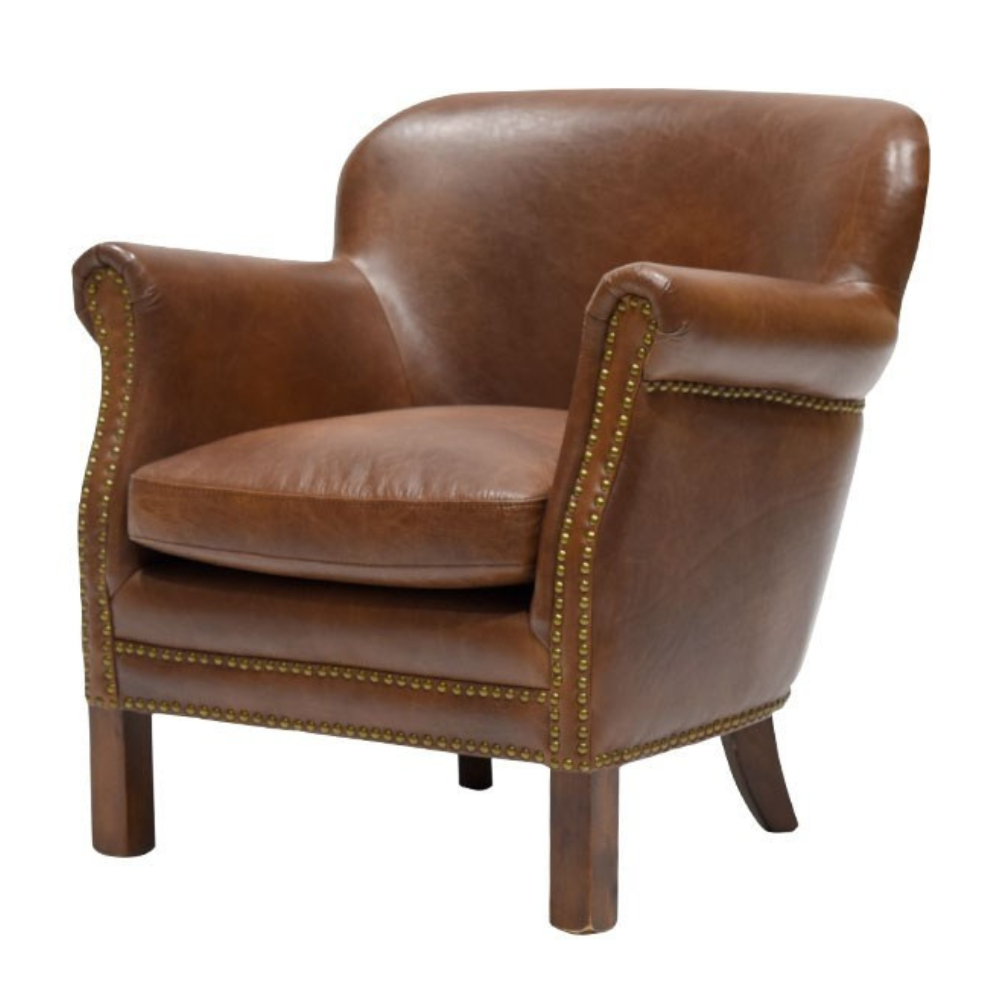 RHODES BROWN LEATHER ARMCHAIR