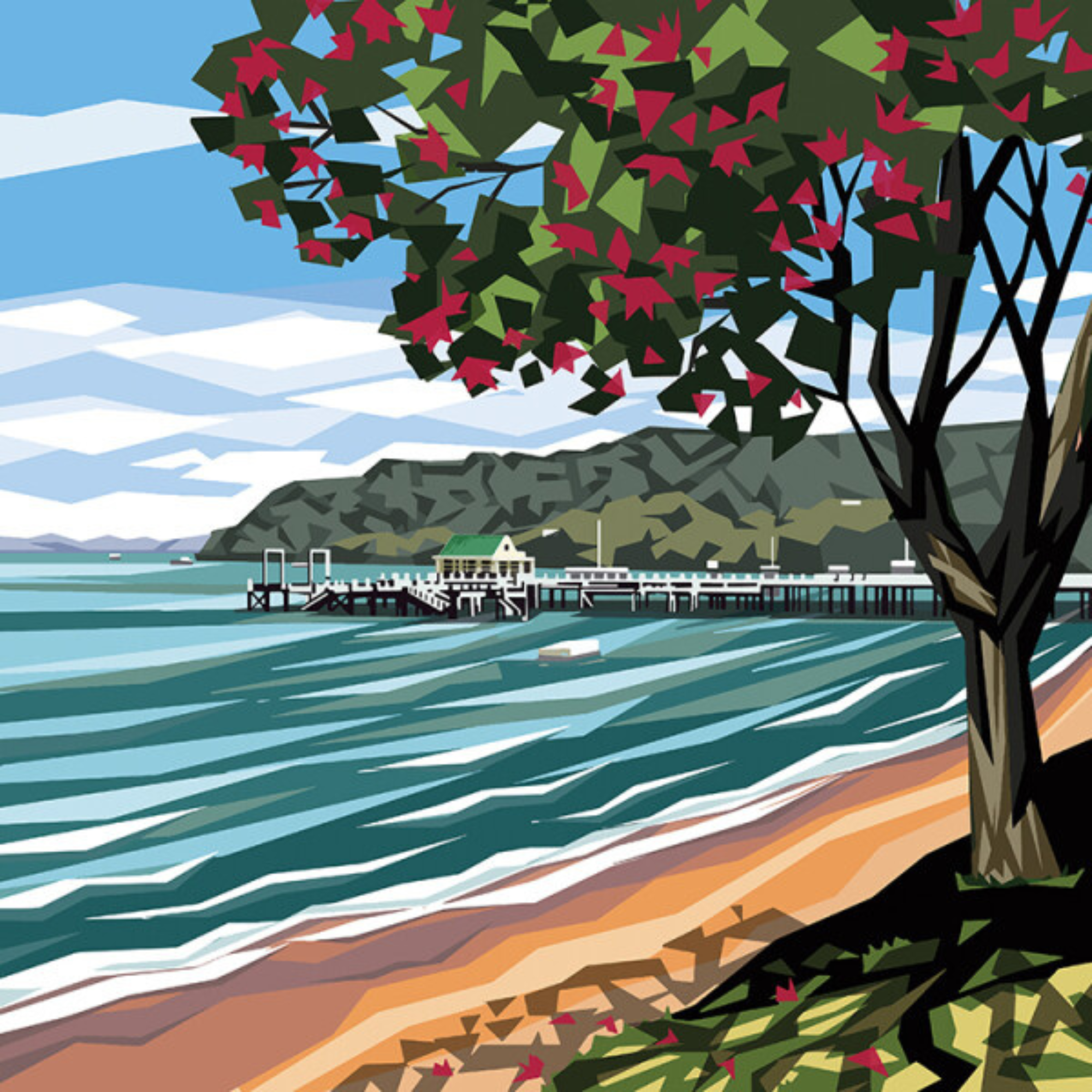 RUSSELL BEACH | CANVAS STRETCHED READY TO HANG | IRA MITCHELL | NZ MADE