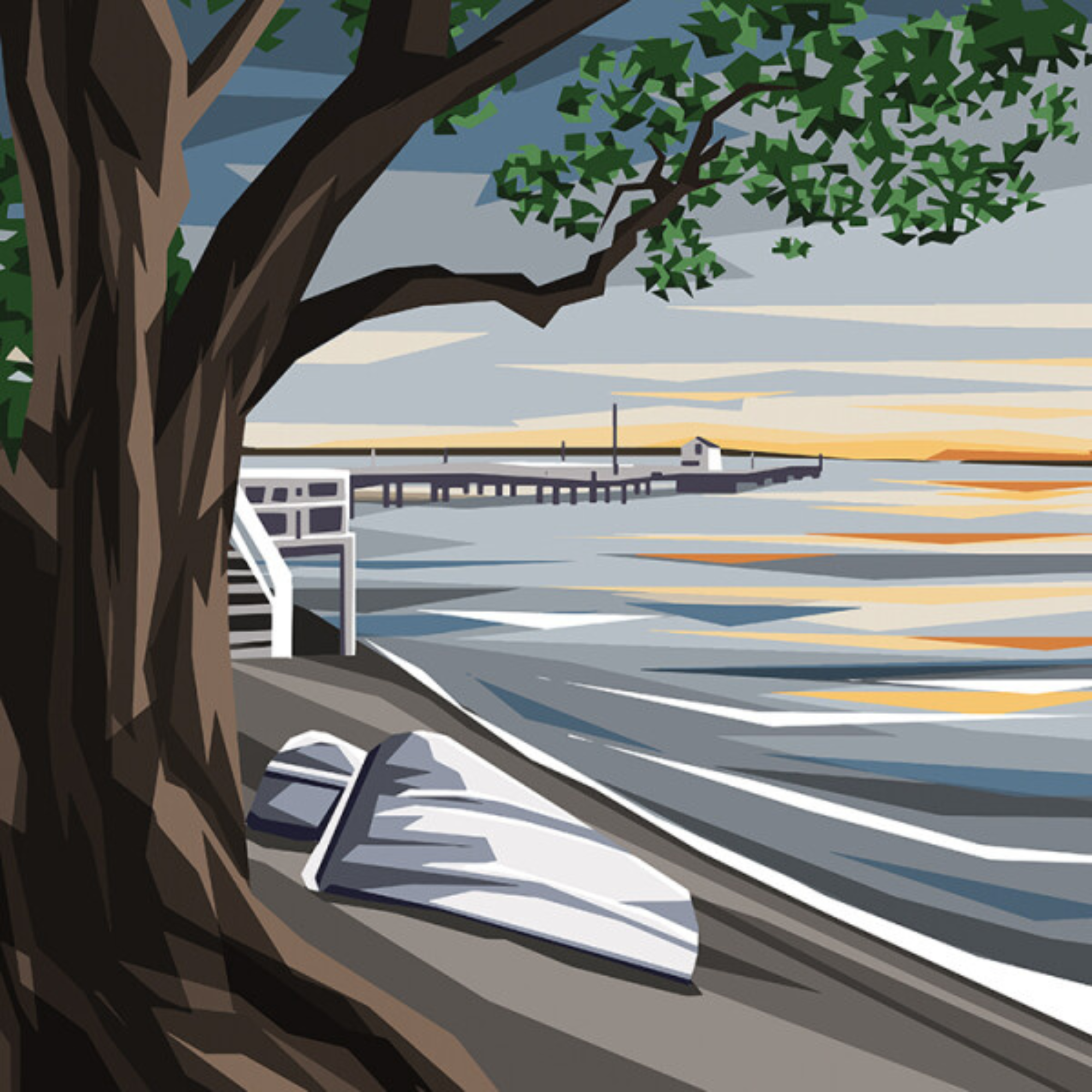 RUSSELL JETTY | CANVAS STRETCHED READY TO HANG | IRA MITCHELL | NZ MADE