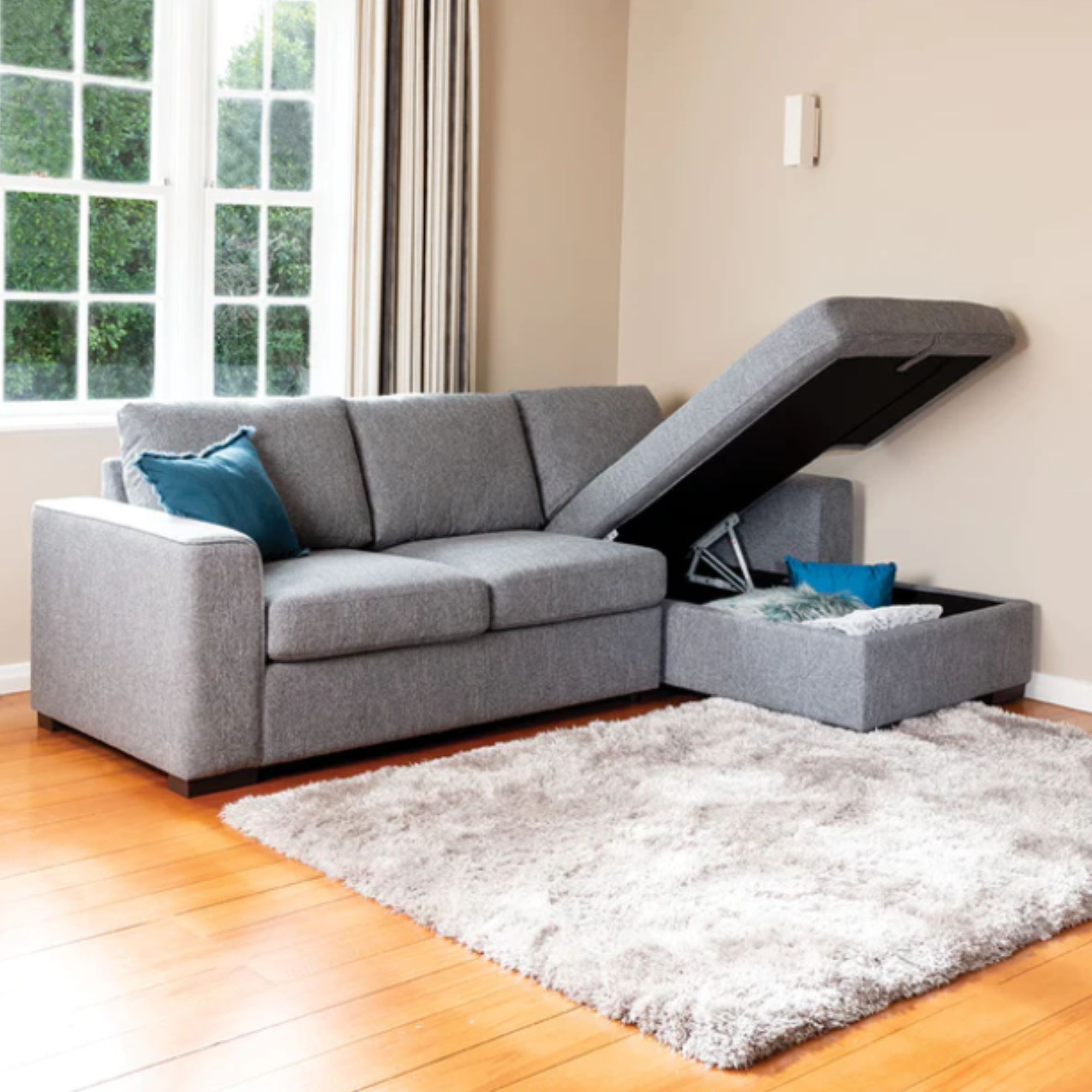 SLOANE CHAISE WITH SOFA BED AND STORAGE | 2 FABRIC COLOURS