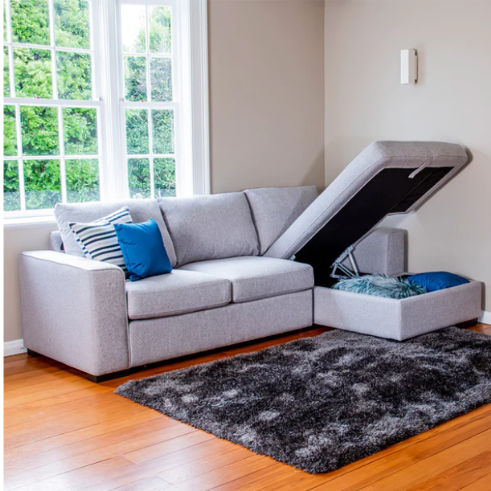 SLOANE CHAISE WITH SOFA BED AND STORAGE | 2 FABRIC COLOURS