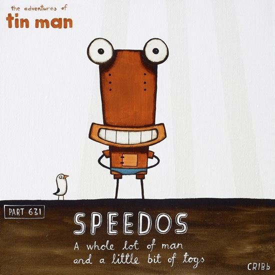 TIN MAN 'SPEEDOS (A WHOLE LOT OF MAN...)' | BOX FRAME READY TO HANG | TONY CRIBB | NZ MADE