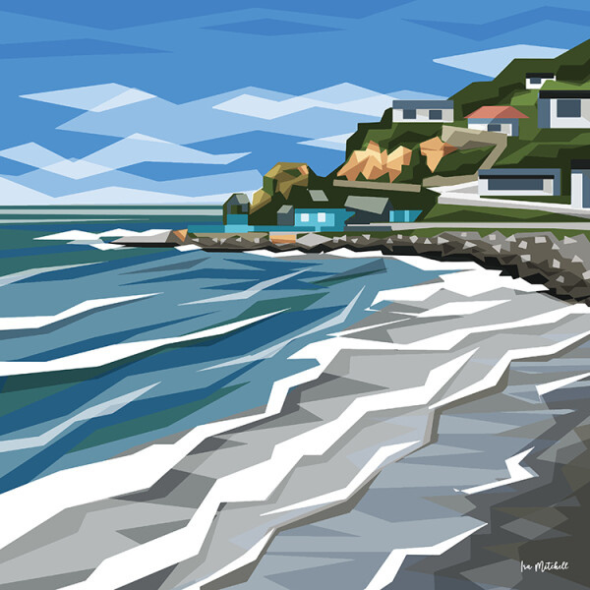 ST CLAIRE HOT POOLS | CANVAS STRETCHED READY TO HANG | IRA MITCHELL | NZ MADE