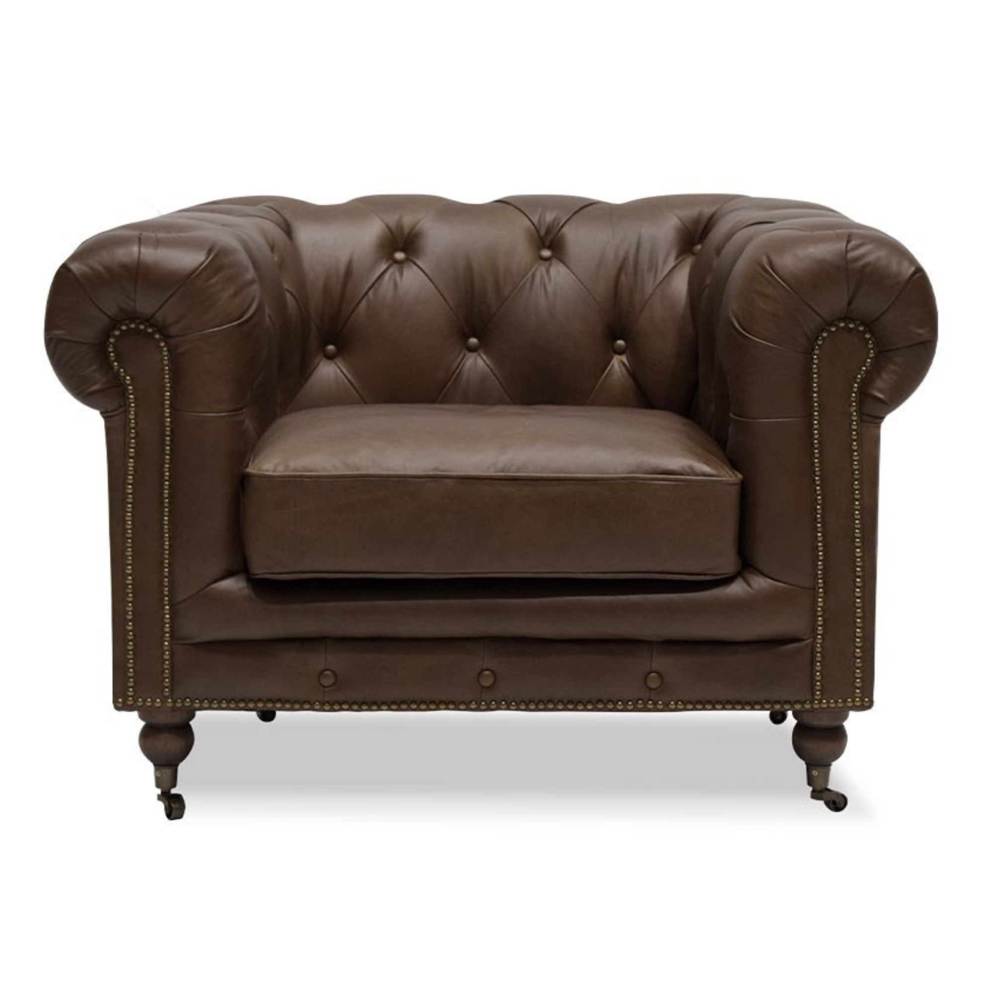 STANHOPE LEATHER CHESTERFIELD ARMCHAIR