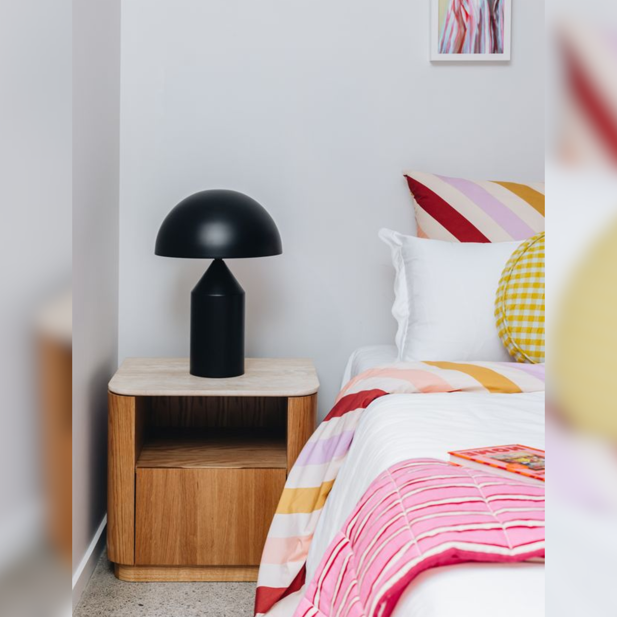 STASH 1 DRAWER BEDSIDE | TRAVERTINE TOP