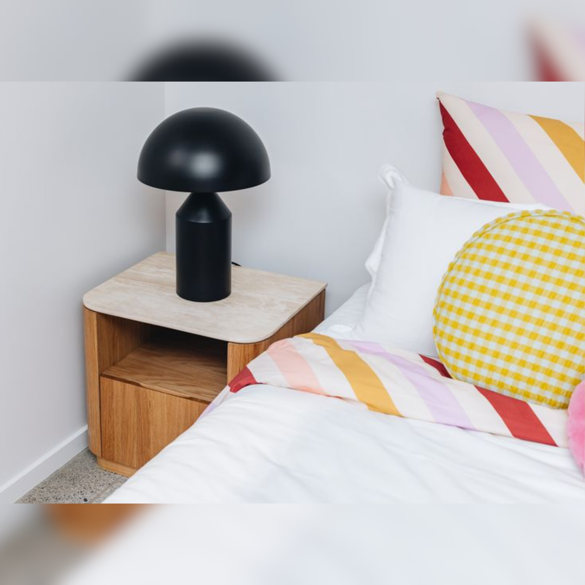 STASH 1 DRAWER BEDSIDE | TRAVERTINE TOP