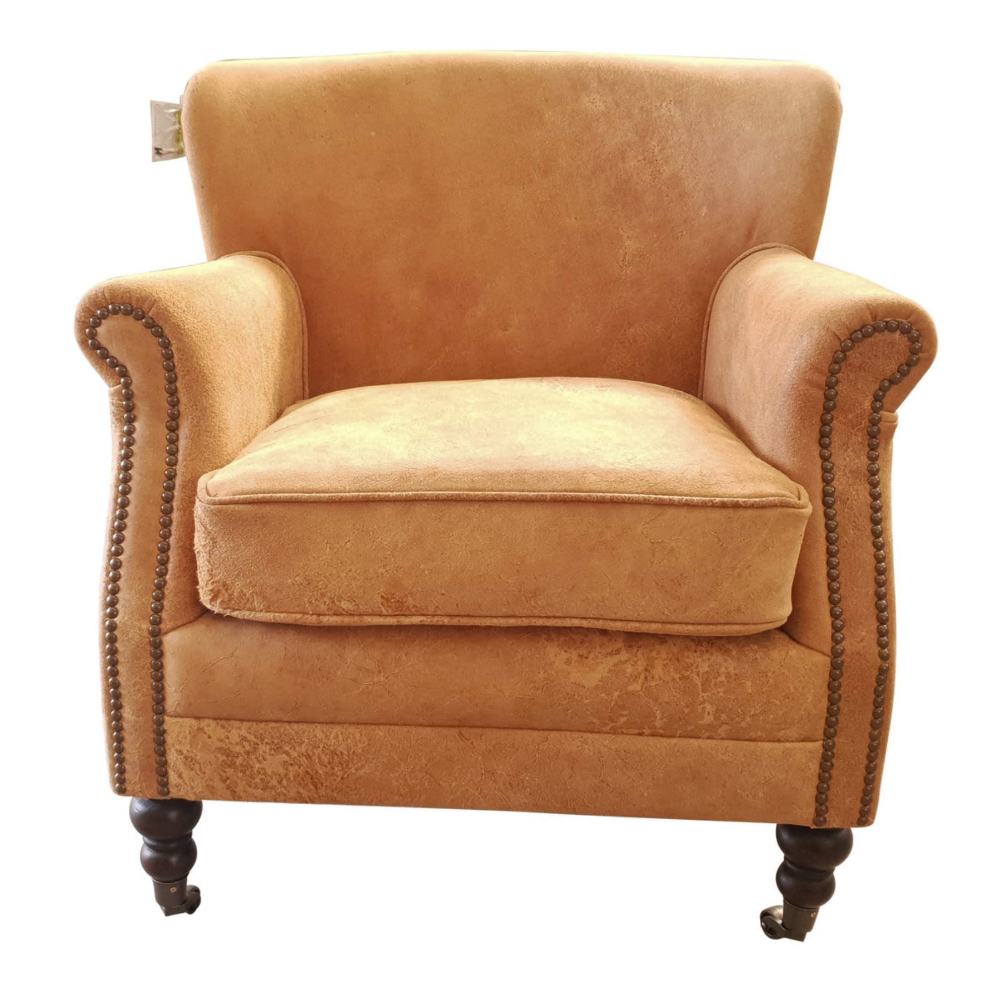 MORTIMER LEATHER ARMCHAIR | DESTROYED CAMEL