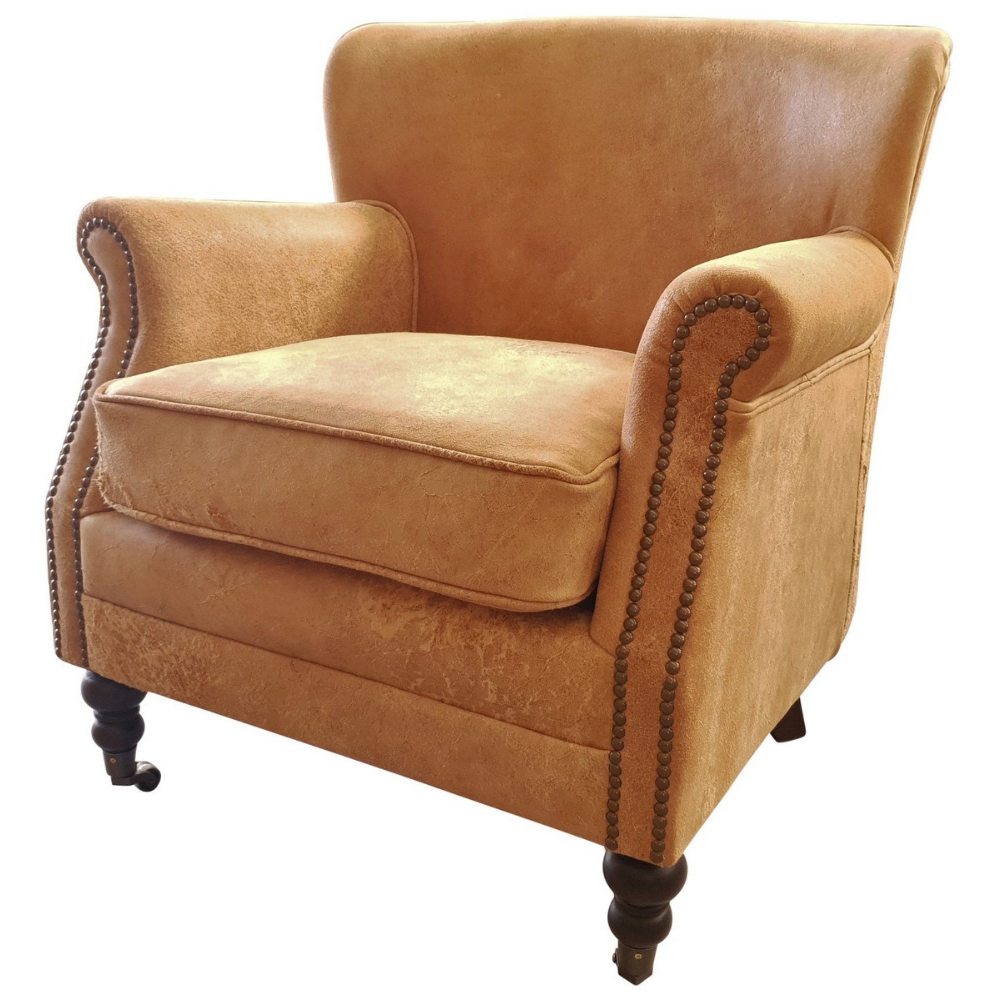 MORTIMER LEATHER ARMCHAIR | DESTROYED CAMEL