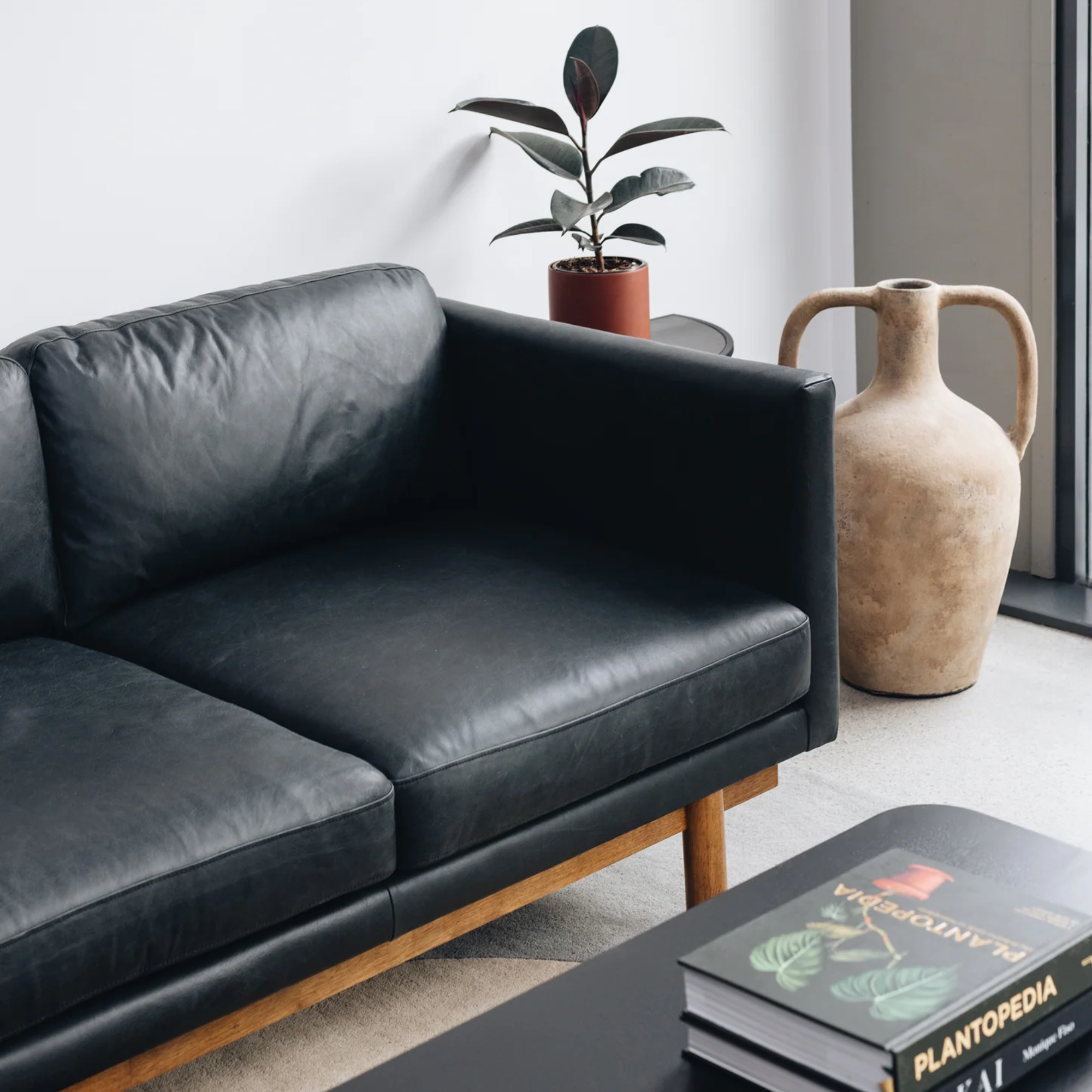 STRADA 3 SEATER SOFA | BLACK LEATHER
