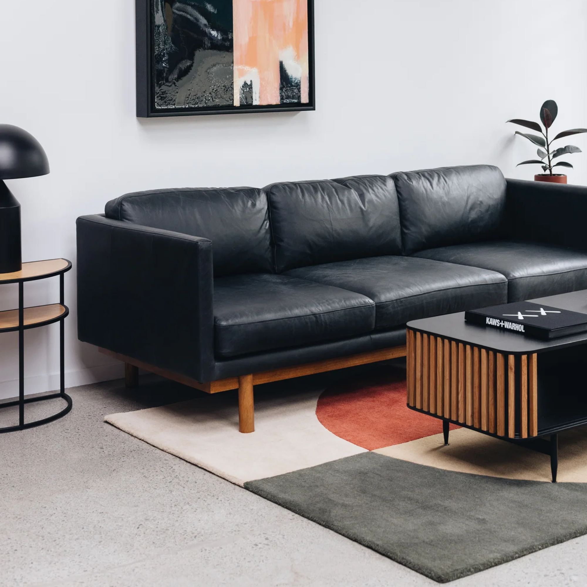 STRADA 3 SEATER SOFA | BLACK LEATHER