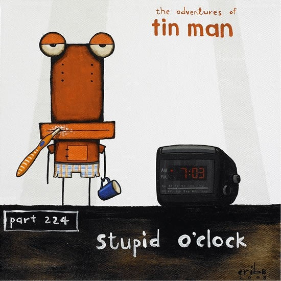 TIN MAN 'STUPID O'ÇLOCK' | BOX FRAME READY TO HANG | TONY CRIBB | NZ MADE