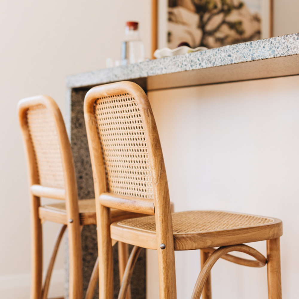 MATAI OAK BARSTOOL RATTAN SEAT