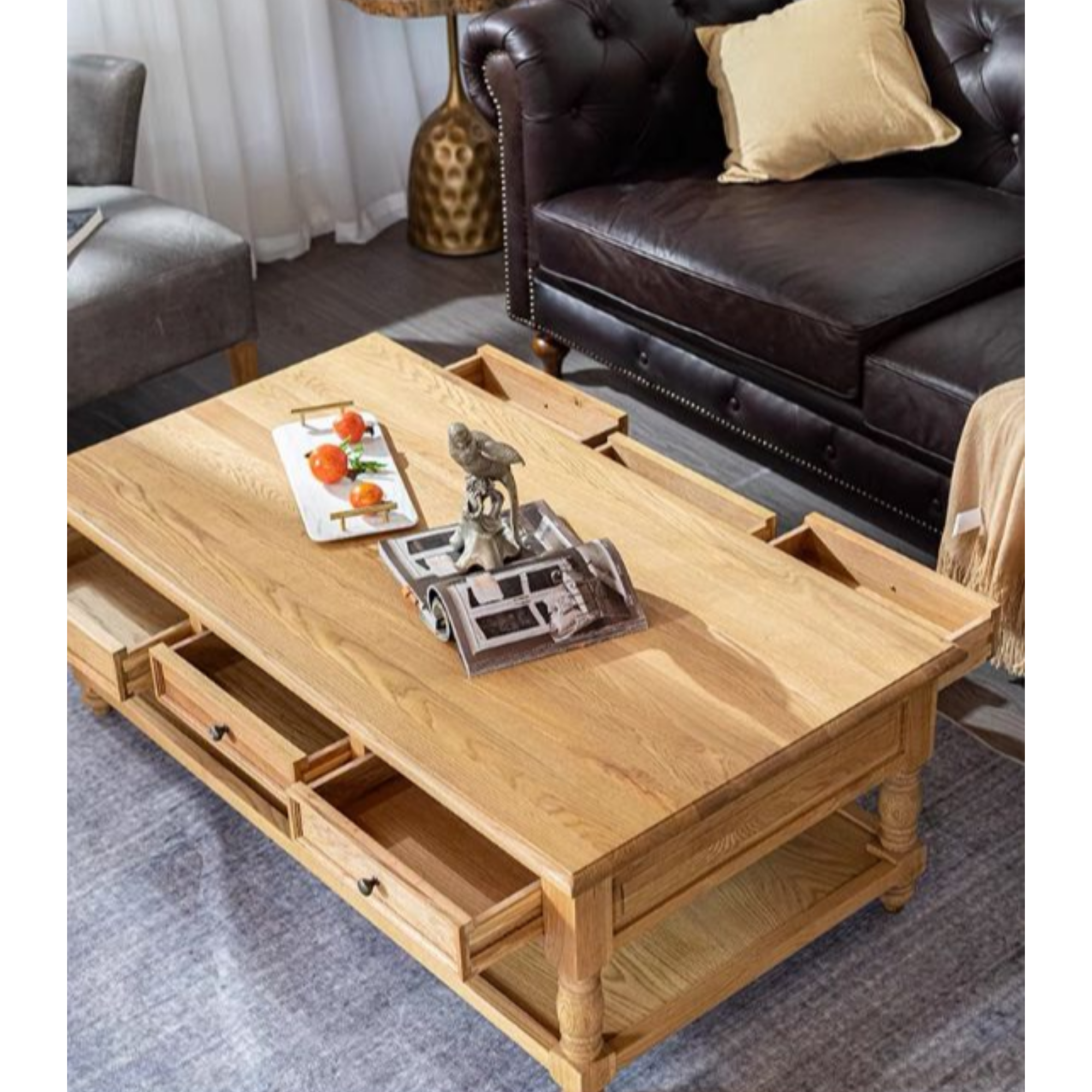 TURNER OAK 6 DRAWER COFFEE TABLE