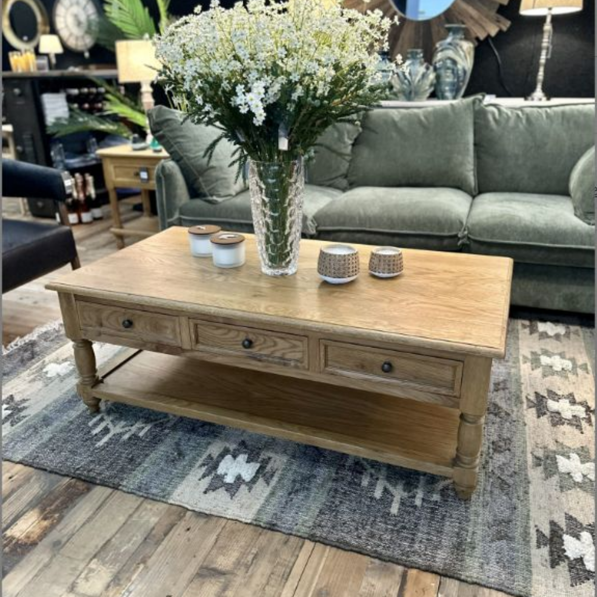 TURNER OAK 6 DRAWER COFFEE TABLE