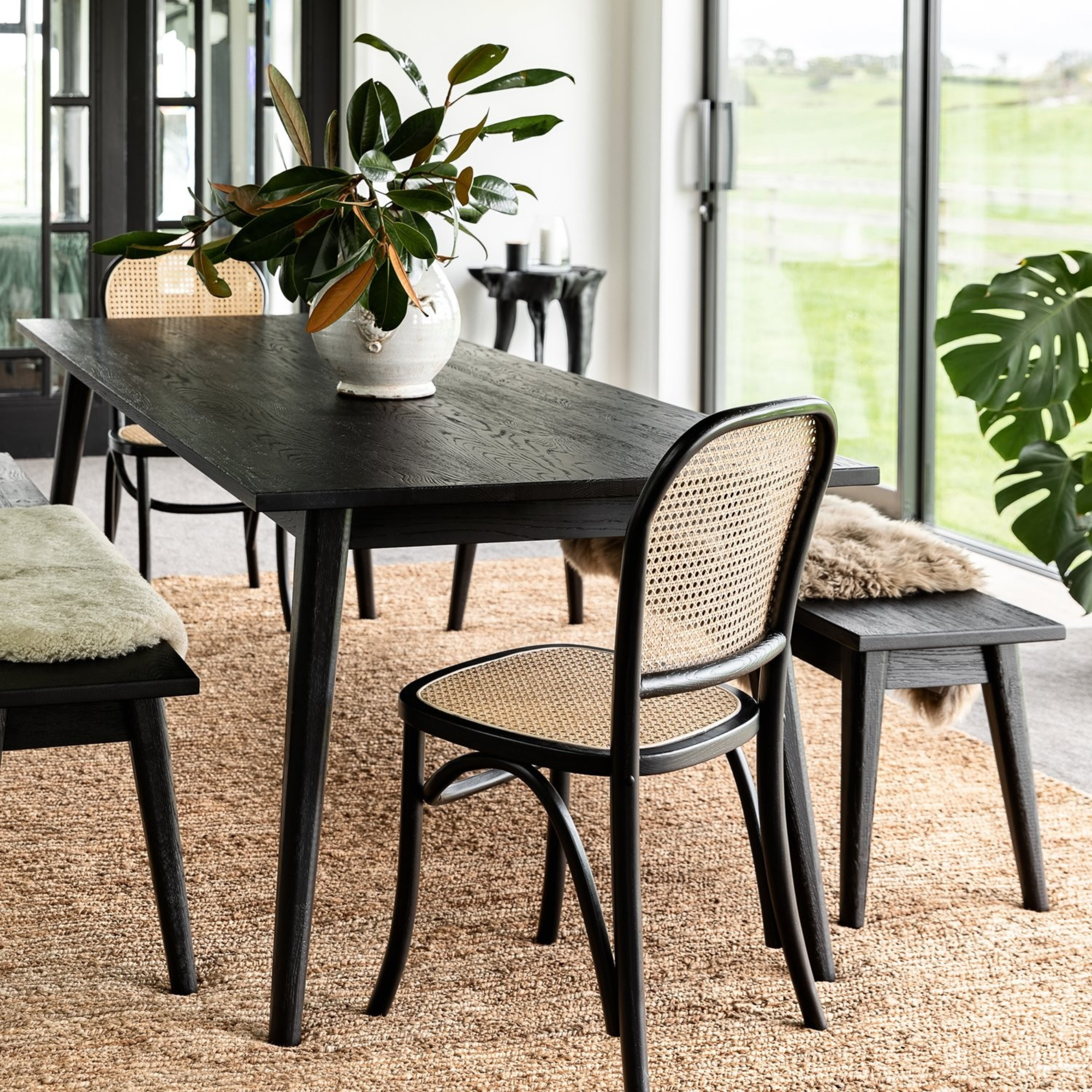 VAASA BLACK SOLID OAK DINING TABLE | 150 LONG
