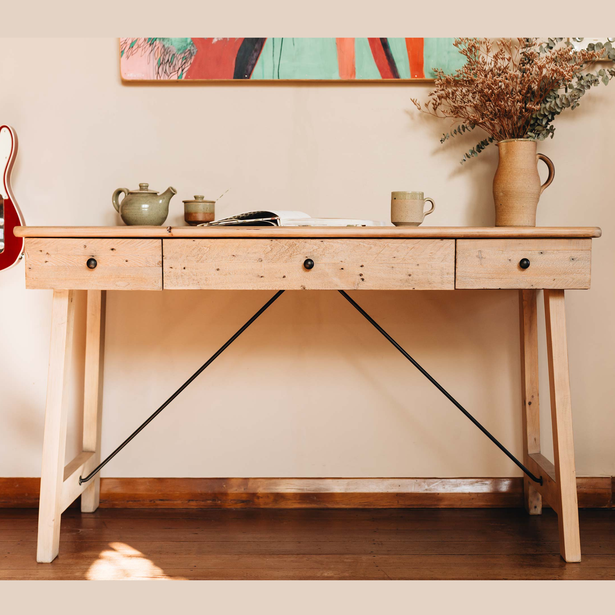 VIKTOR 3 DRAWER DESK | SOLID RECYCLED TIMBER