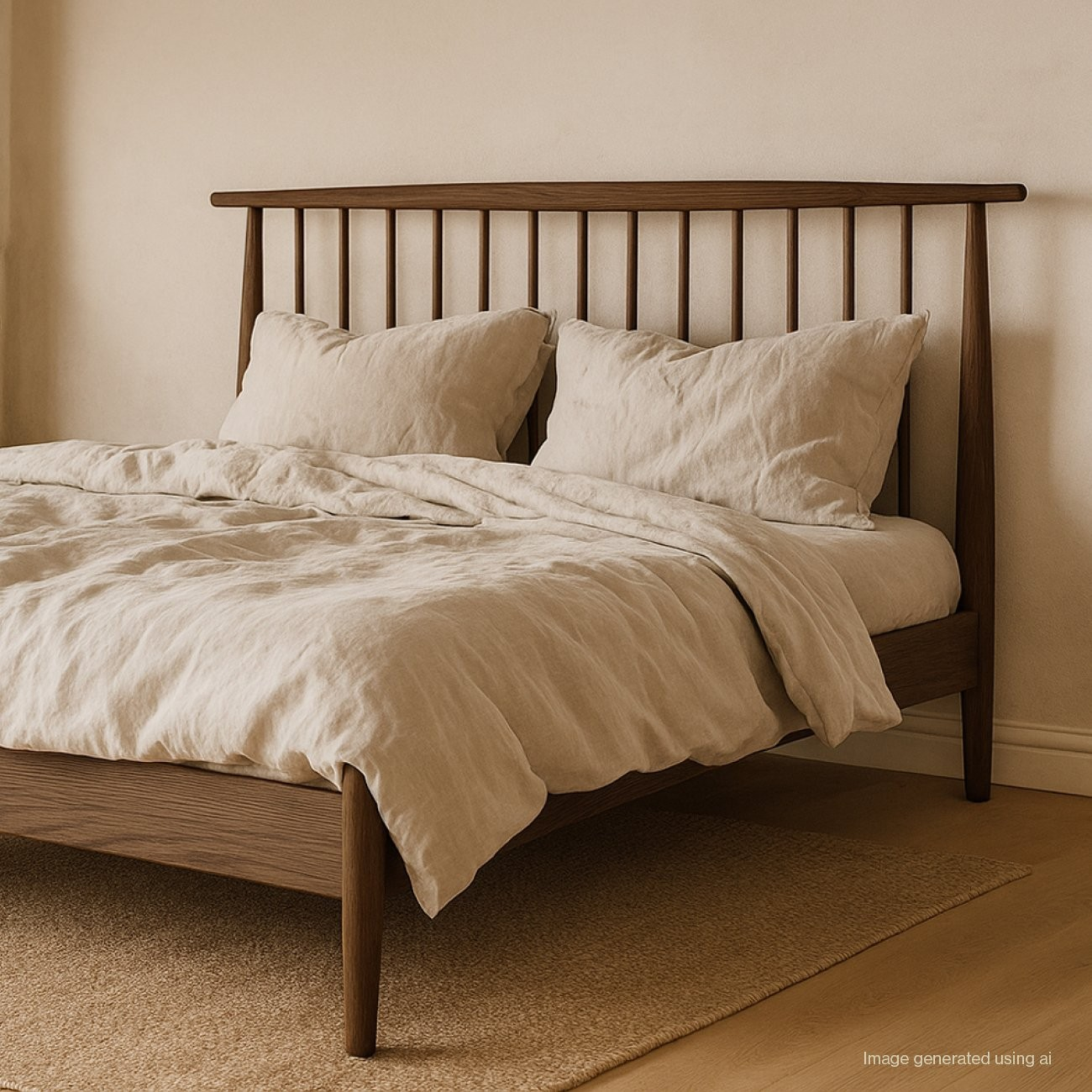 VOSS QUEEN SOLID OAK BED FRAME | WALNUT