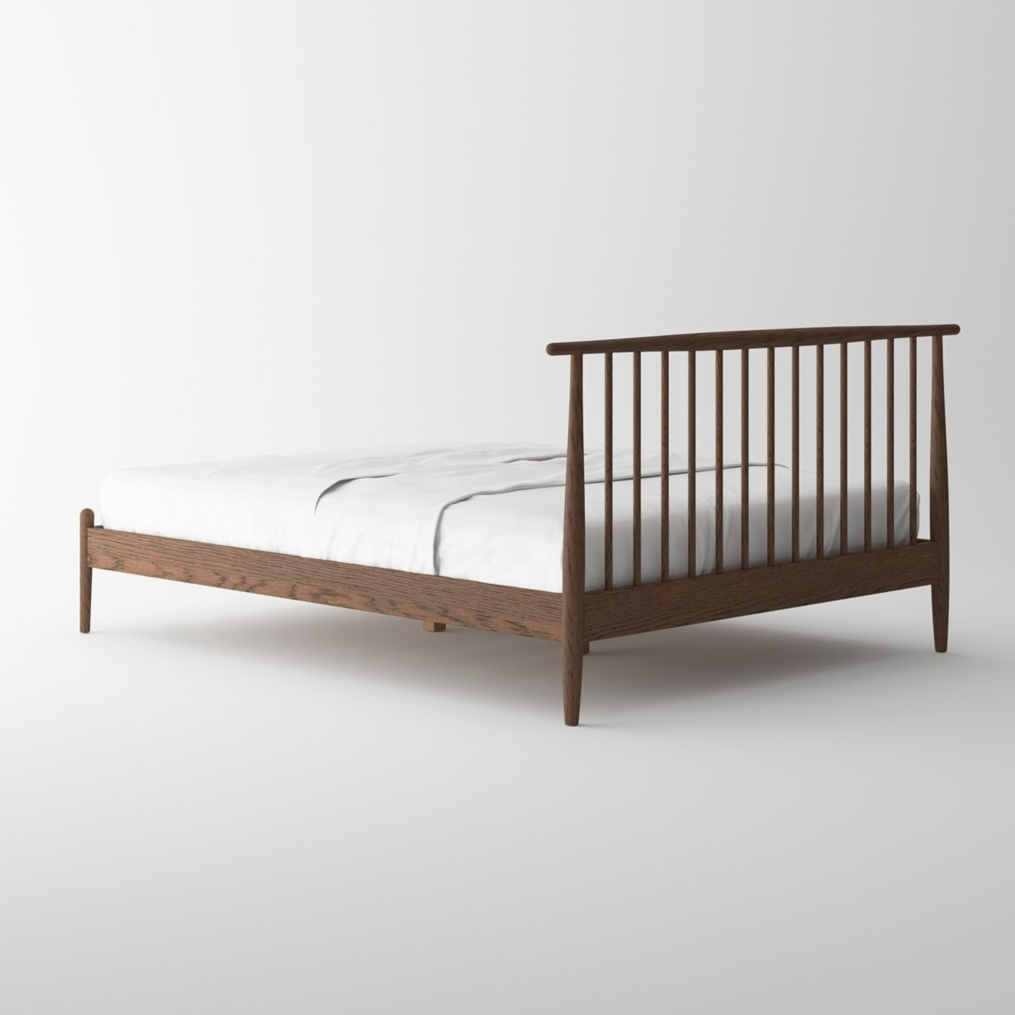 VOSS QUEEN SOLID OAK BED FRAME | WALNUT