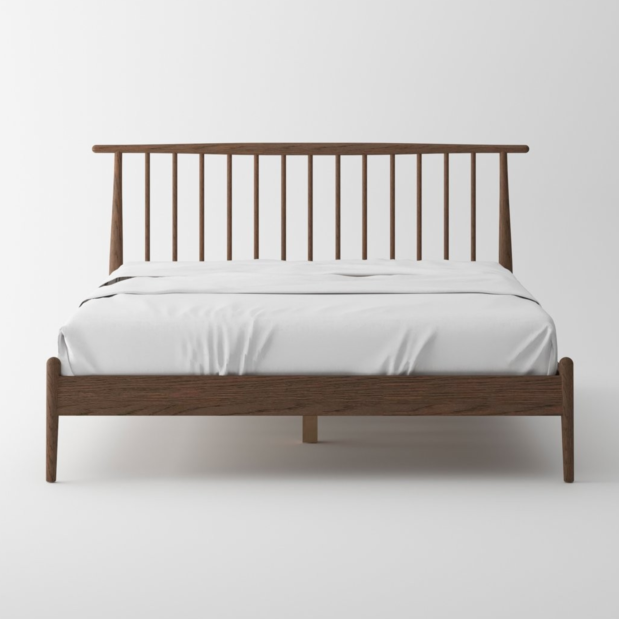 VOSS QUEEN SOLID OAK BED FRAME | WALNUT