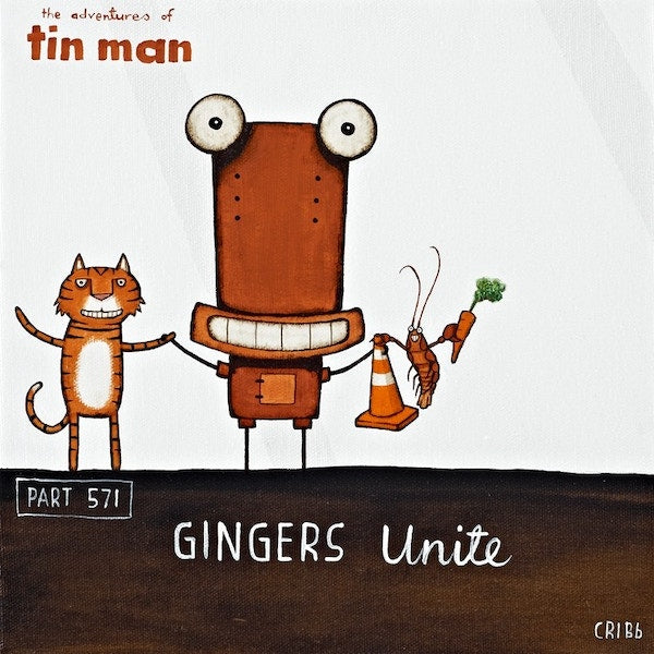 TIN MAN 'GINGERS UNITE' | BOX FRAME READY TO HANG | TONY CRIBB | NZ MADE