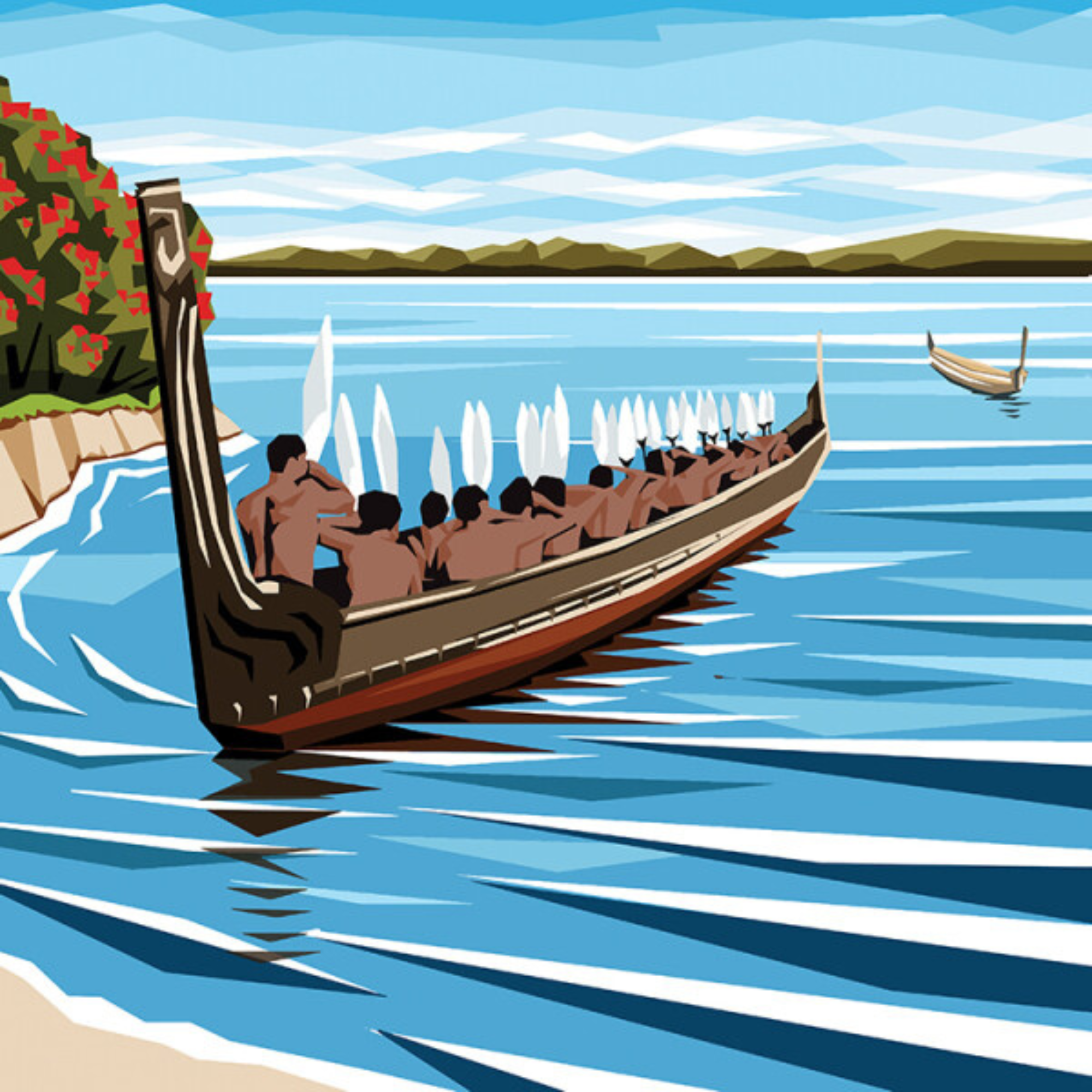 WAITANGI WAKA | CANVAS STRETCHED READY TO HANG | IRA MITCHELL | NZ MADE