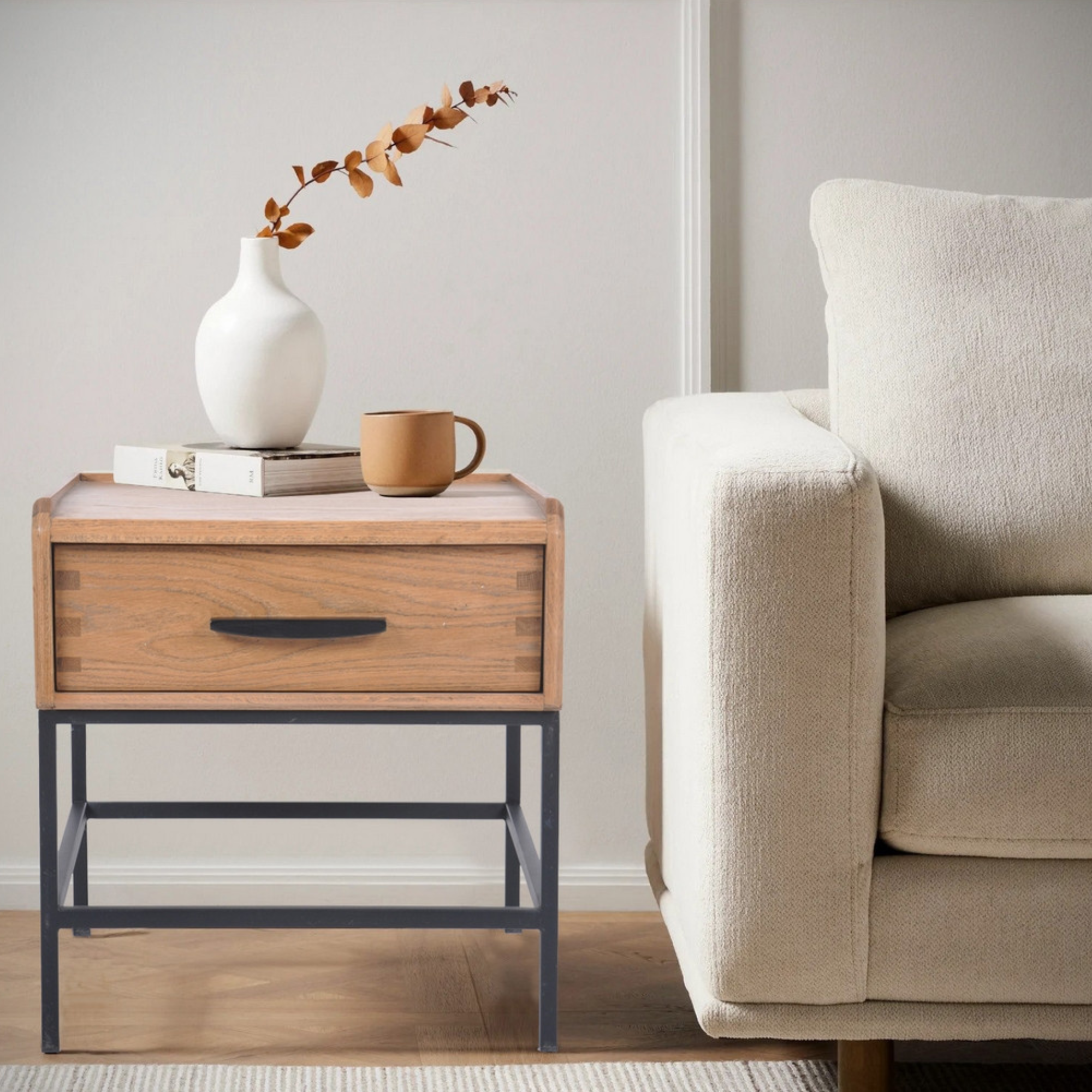 RIVERSIDE OAK BEDSIDE CABINET