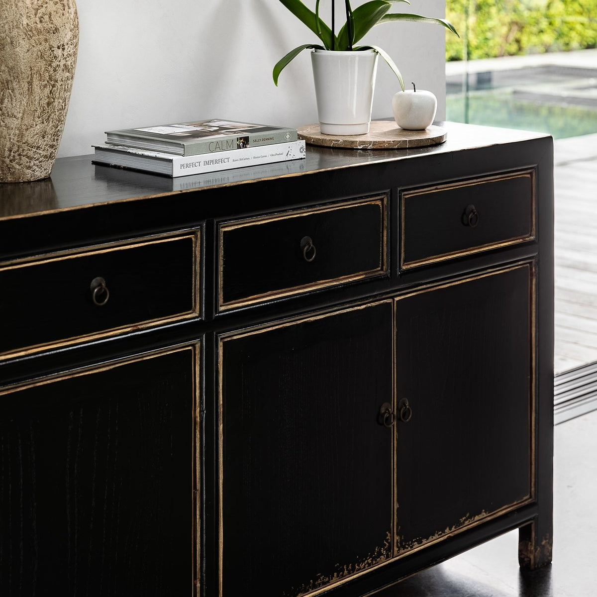 Oriental 4 Door Sideboard | Black