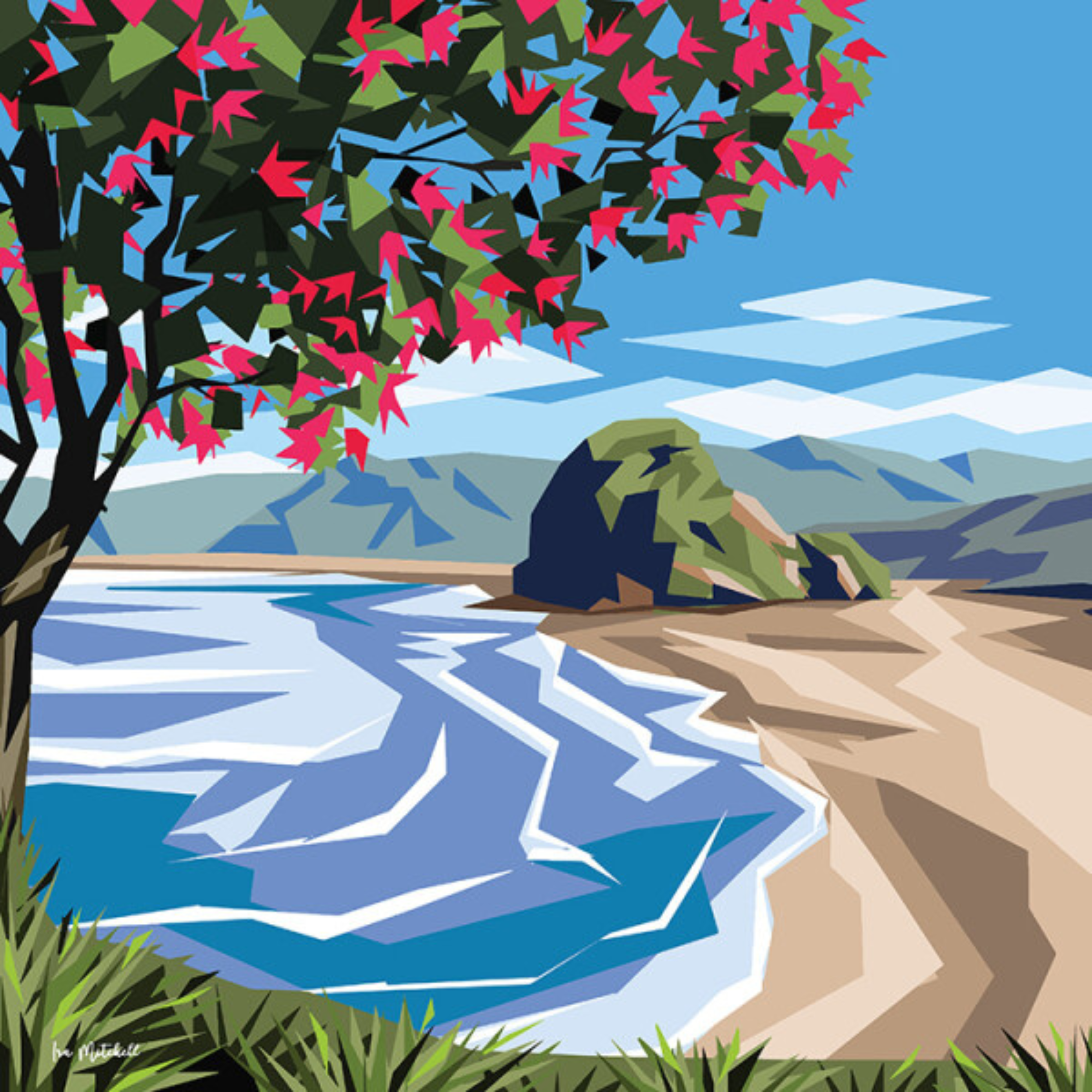 WEST COAST POHUTUKAWA | CANVAS STRETCHED READY TO HANG | IRA MITCHELL | NZ MADE