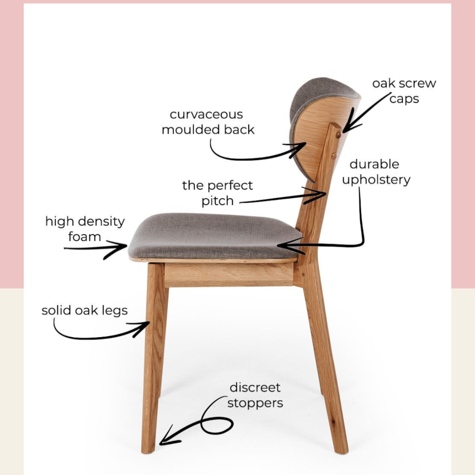 ZURICH DINING CHAIR | LIGHT GREY FABRIC