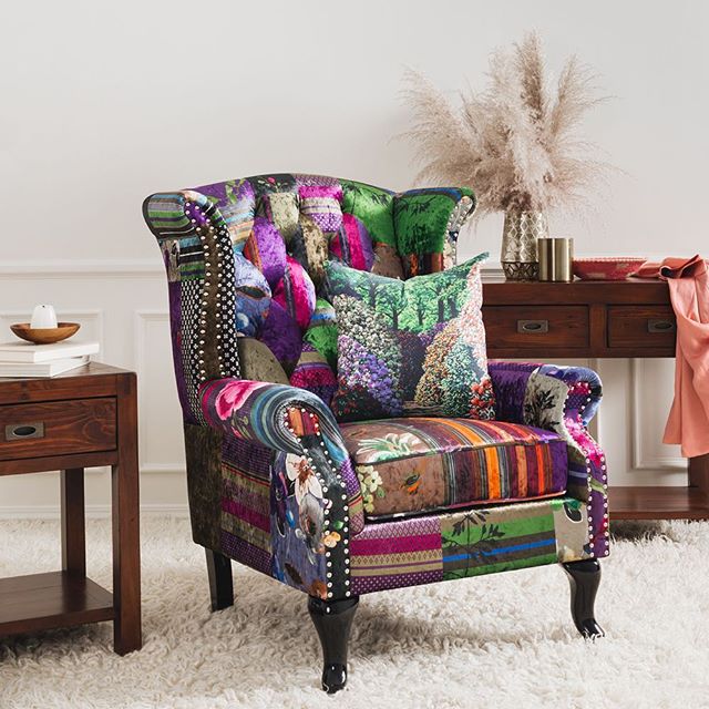 PATCHWORK WINGBACK CHAIR