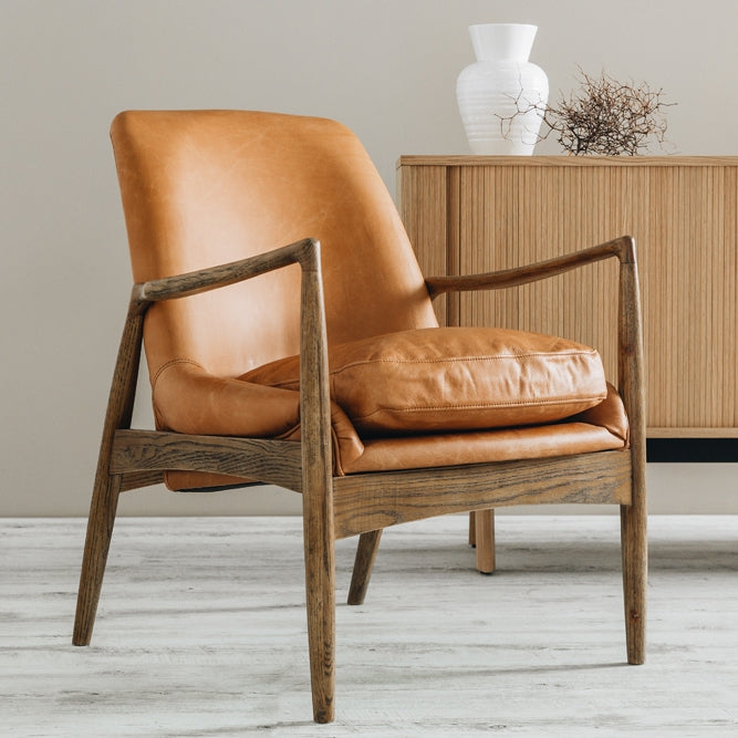 STEINER ANILINE LEATHER ARMCHAIR | COGNAC