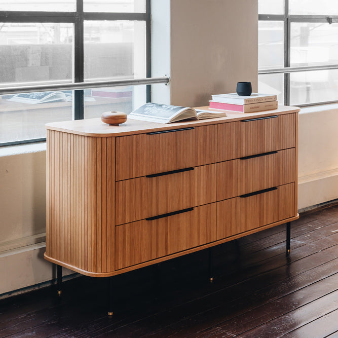 ANDERS 6 DRAWER DRESSER | LOWBOY - NATURAL OAK